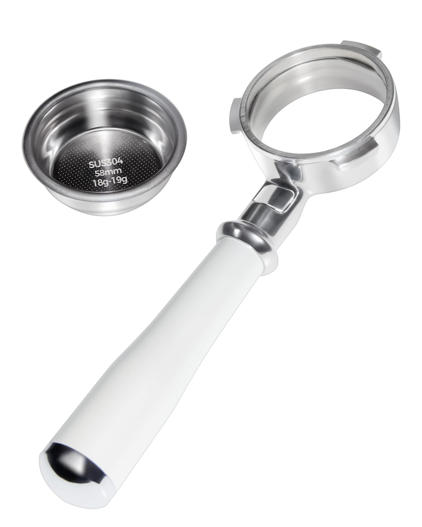 Tuni 58mm Bottomless Portafilter Fits E2 Espresso Machine, 3 Ears Espresso Portafilter with 18g Filter Basket, Stainless Steel