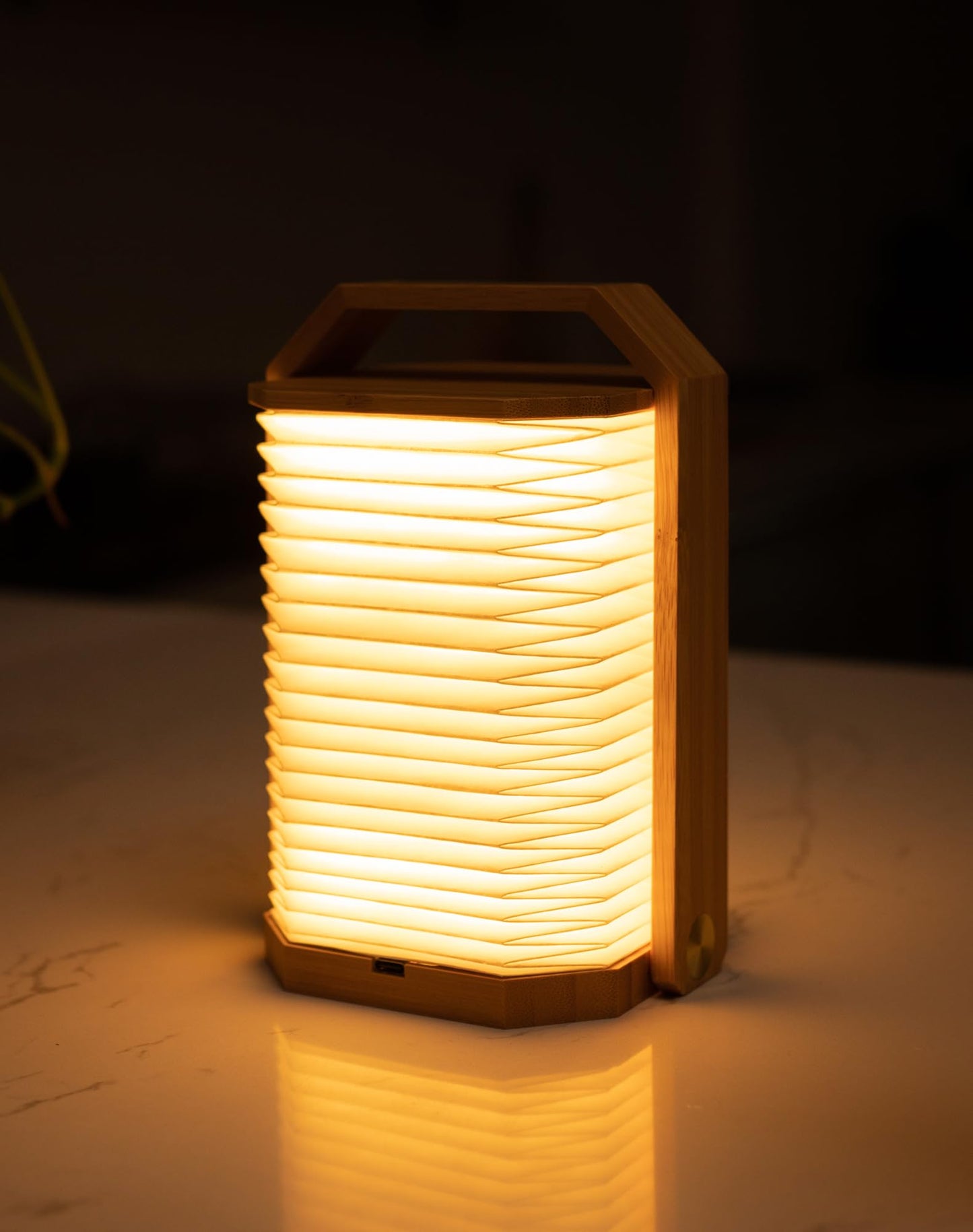 ZBOLE Foldable Japanese Style Lantern, 1200mAh Rechargeable, 4-6H Runtime, 2-in-1 Handheld & Table Lamp, Soft Warm Light, Outdoor Camping Travel Gear, Home Decor & Gift (Bamboo)