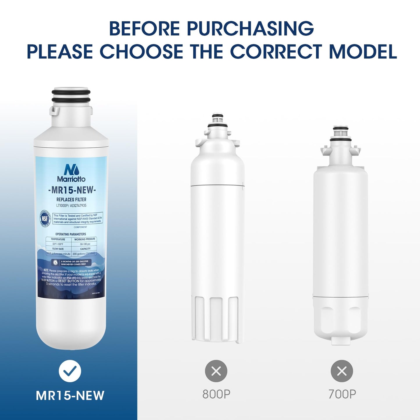 MARRIOTTO Water Filter LT1000PC Replacement for Refrigerator, Compatible with LT1000PC/PCS, LT1000PC, LT-1000PC, MDJ64844601, ADQ747935 ADQ74793504 Water Filter (4 Pack)