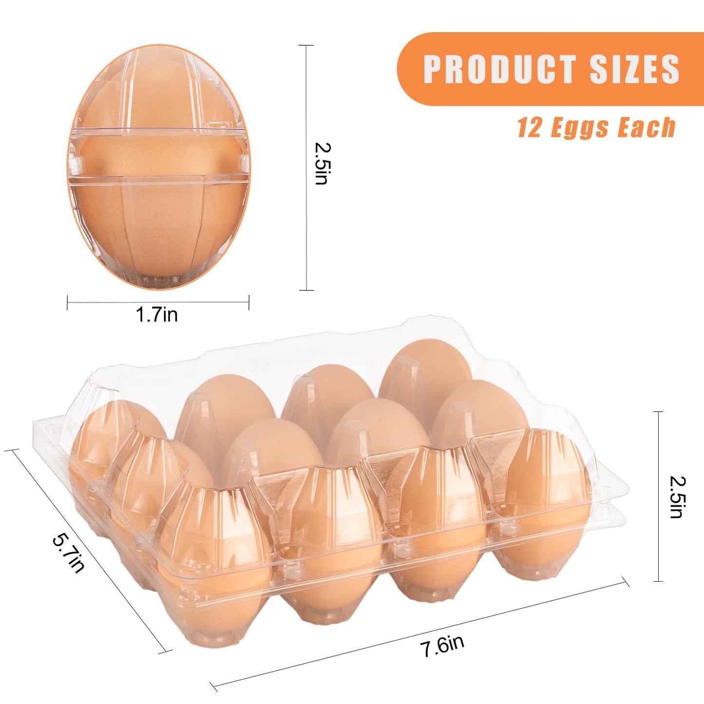 Lixavaer 180 Pack Clear Plastic Egg Cartons, Reusable Stackable Egg Containers for Farm, Market & Fridge Storage, 3×4 Grid