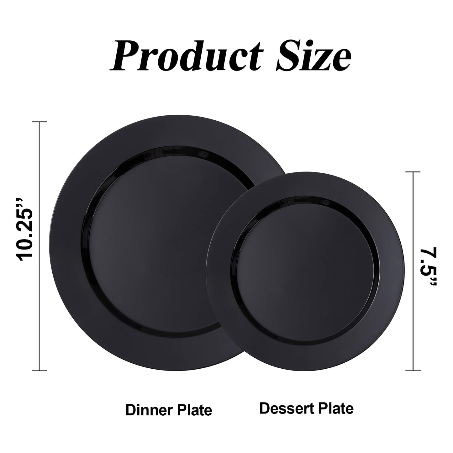 BESTSTAR 200PCS Black Plastic Plates Set, 100 10.25 inch Dinner Plates and 100 7.5 inch Dessert Plates, Premium Disposable Plates for Party, Graduation Party Supplies 2026