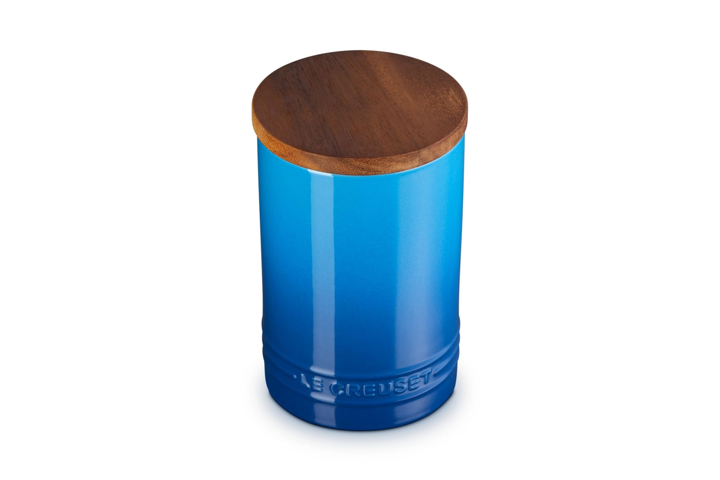 Le Creuset Stoneware Signature Large Salt Cellar and Storage Canister with Wood Lid, 26 oz., Marseille