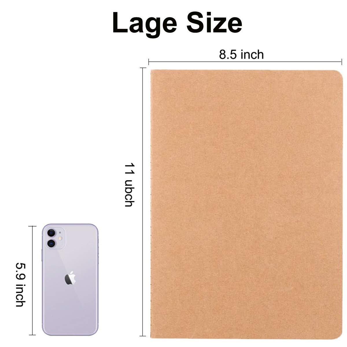 XYark Large Blank Notebook Journals Bulk with Thick Plain Paper, 60 Pages, 8.5x11 inch, Sketchbook Composition Diary Subject Notebooks Planner for Students Office, Kraft Journal Set, 12 Pack