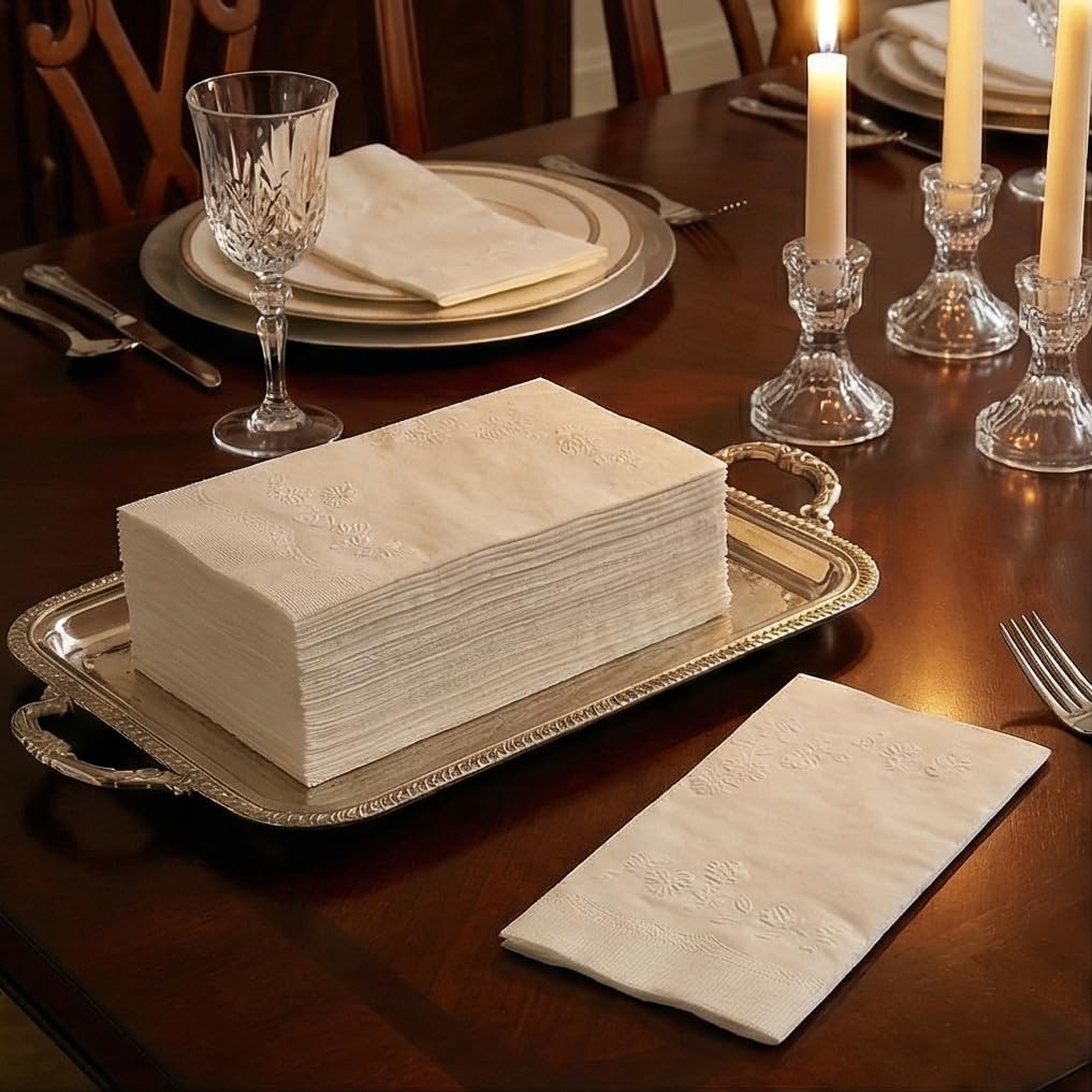 400 White Dinner Napkins 2-Ply - Eight Fold - 16.5"X15" - Dinner Napkins Disposable, Guest Bathroom Essentials, Perfect For Wedding, Bridal Shower Napkins And Party, Napkins Bulk