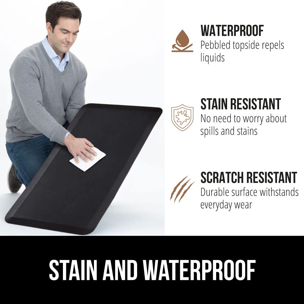 GORILLA GRIP Comfortable Cushioned Kitchen Mats for Floor, Waterproof Stain Resistant Top, 3/4 Inch Thick Ergonomic Standing Desk Anti Fatigue Mat, Supports Ankles and Feet, 17x24, Black