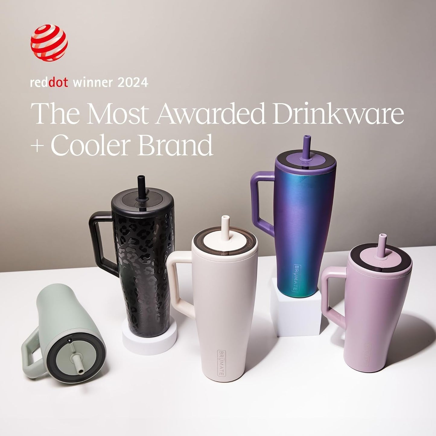 BrüMate Era 40 oz Tumbler with Handle and Straw | 100% Leakproof Insulated Water Bottle Tumbler with Lid and Flexible SoftSip Straw | Made of Stainless Steel | Cup Holder Friendly | 40oz (Primrose)
