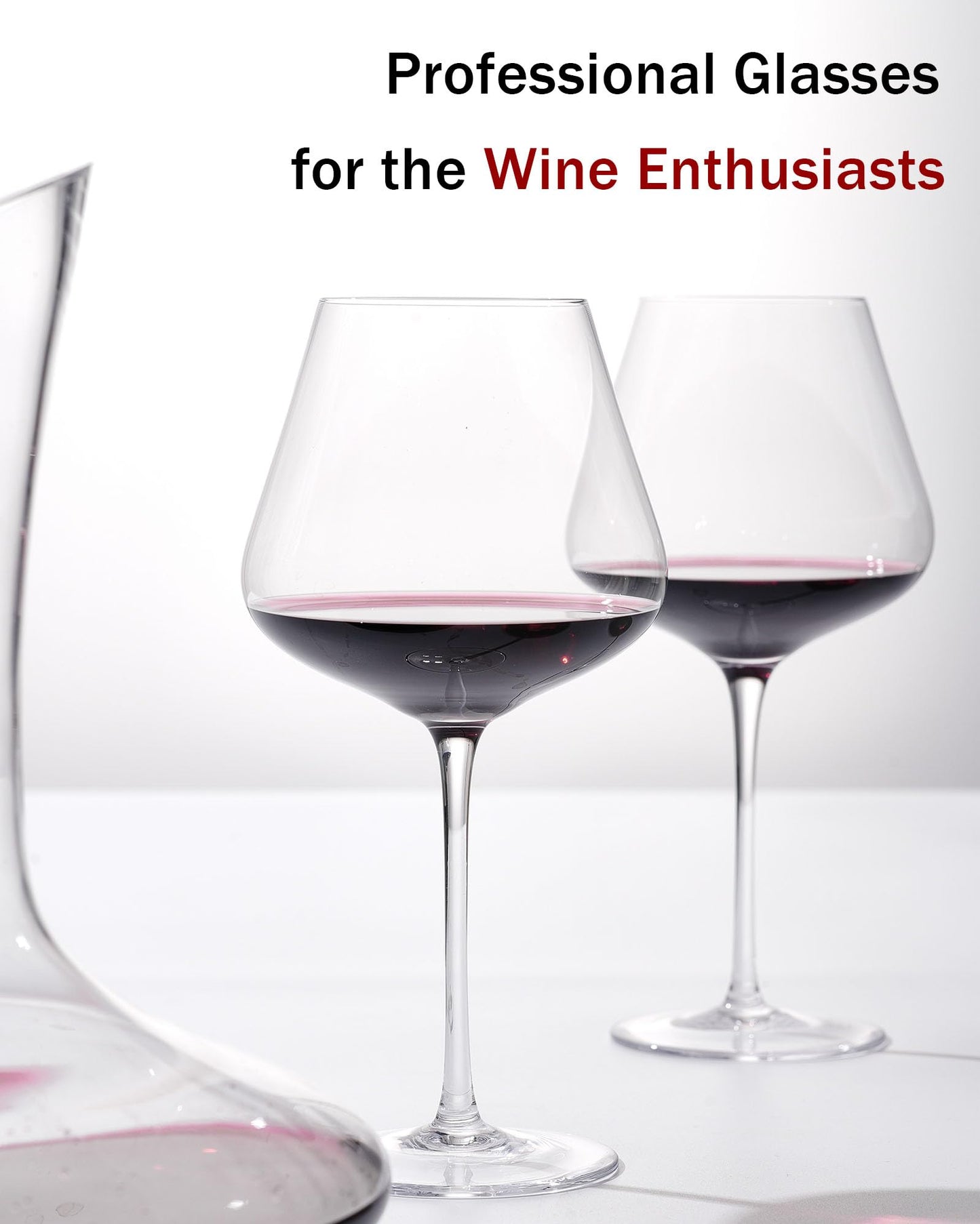 JBHO Set of 4-21 Ounce Hand Blown Italian Style Crystal Burgundy Wine Glasses - Lead-Free Premium Crystal Clear Glass - Gift-Box for any Occasion
