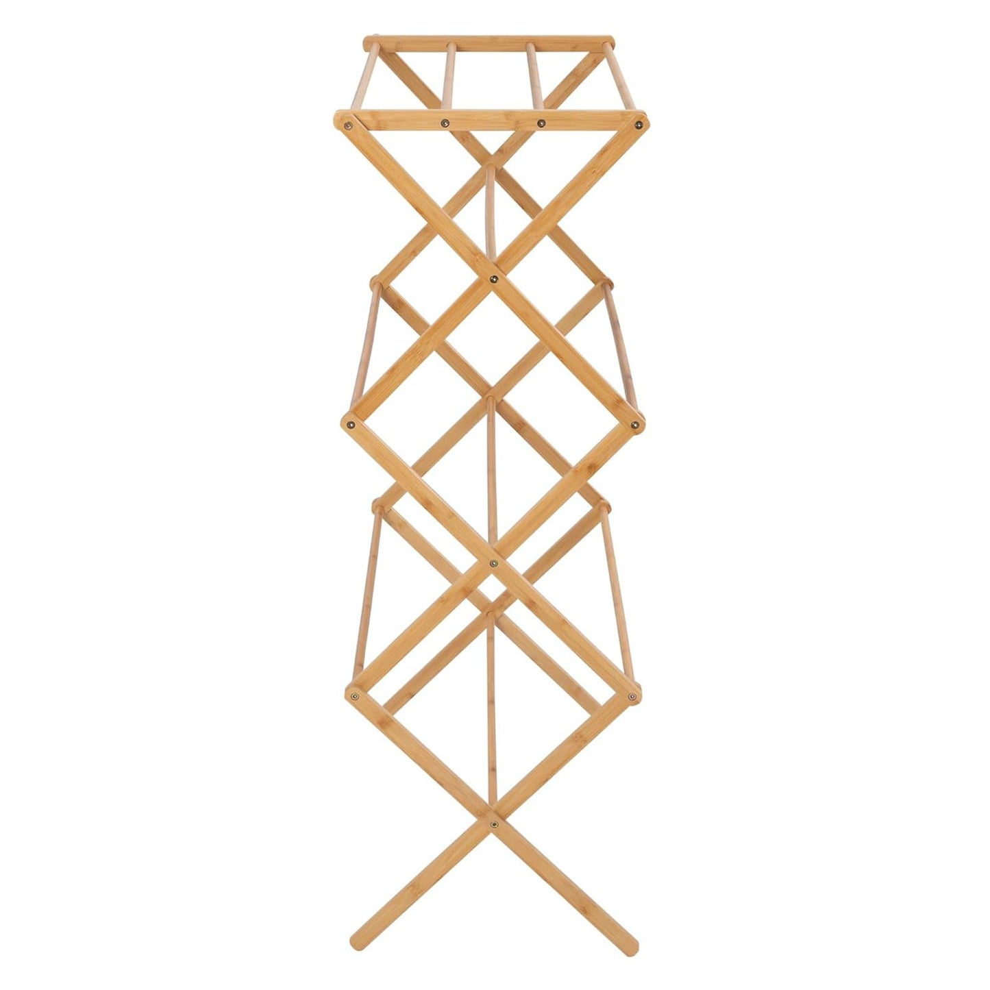 Collapsible Bamboo Drying Rack – Foldable Laundry Drying Stand for Indoor/Outdoor Use – Space-Saving Clothes Rack for Towels, Blankets & Delicates