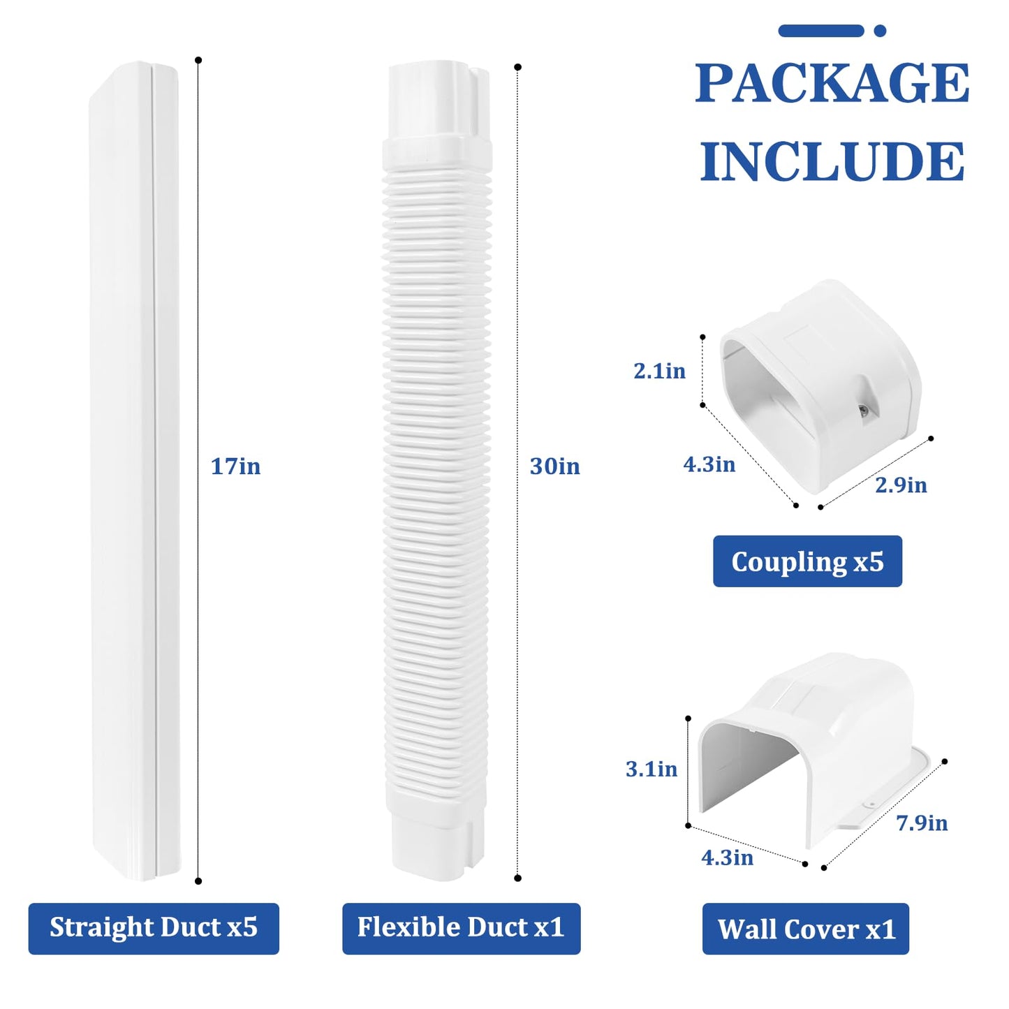 LyPrem 10Ft Mini Split Line Set Cover 4" PVC Line Cover Kit for Mini Split and Central Air Conditioner & Heat Pump(White)