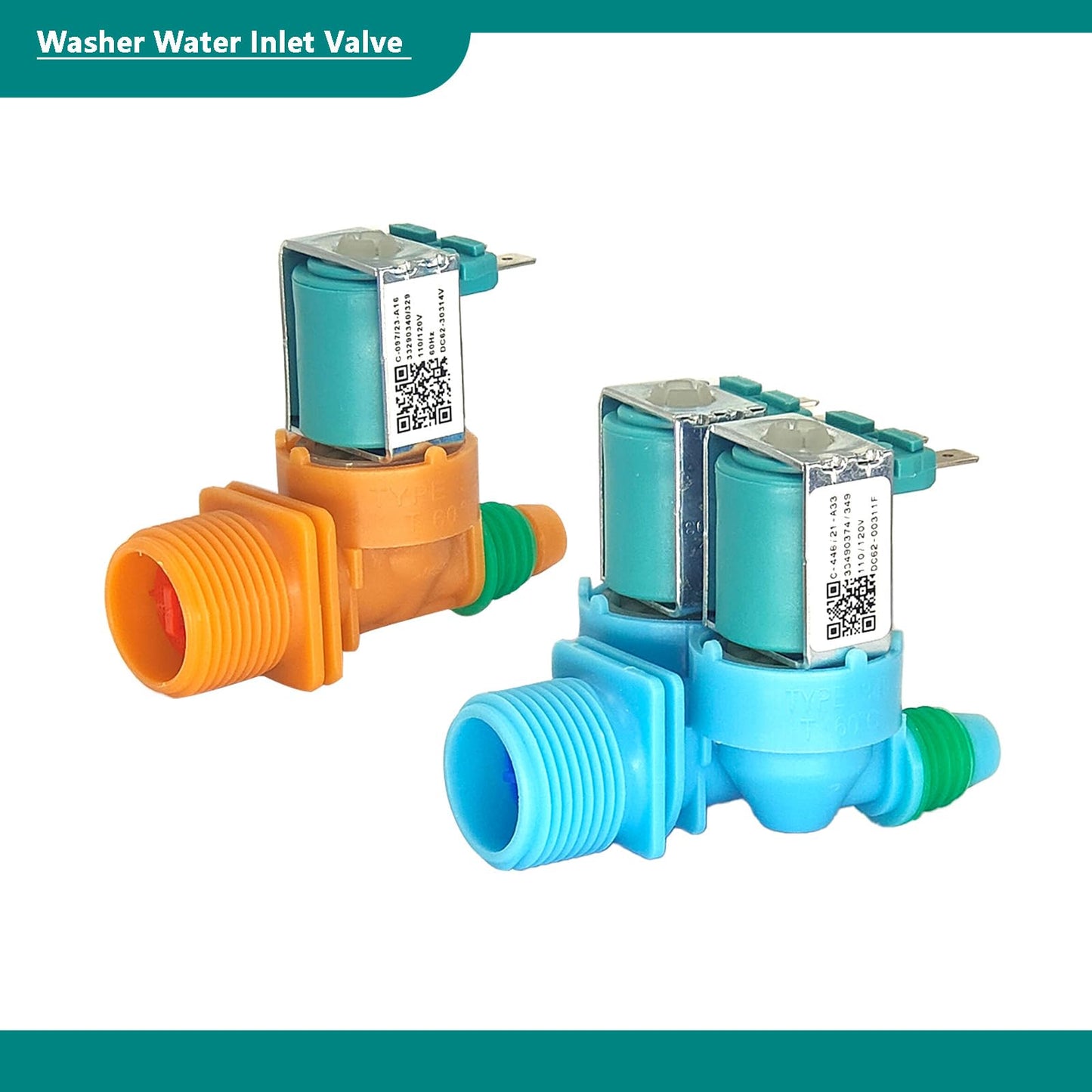 Fixes Leaking & No Water Issues - DC62-00311F DC62-30314V Washer Water Inlet Valve Replacement for Samsung Washing Machine, Hot & Cold Water Inlet Valve for WA45T3200AW WA45N3050AW WA40J3000AW