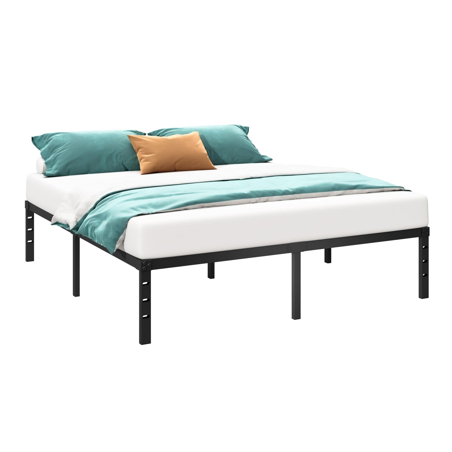 HLIPHA Metal Platform Bed Frame 18 Inch Tall,No Box Spring Needed,Queen Size Bed with Heavy Duty Strong Support Slats,Easy to Assemble,Black
