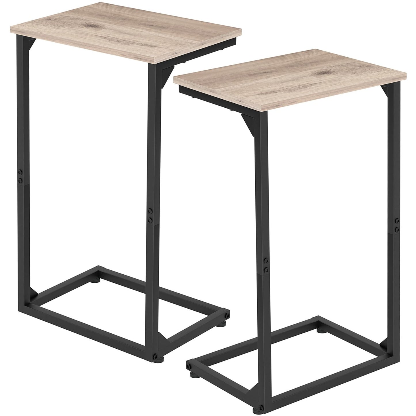 AMHANCIBLE C Shaped End Tables Set of 2, Couch Side Tables that Slide Under Sofa, TV Trays for Living Room, Bedroom, Small Space, Grey, HET02BGY