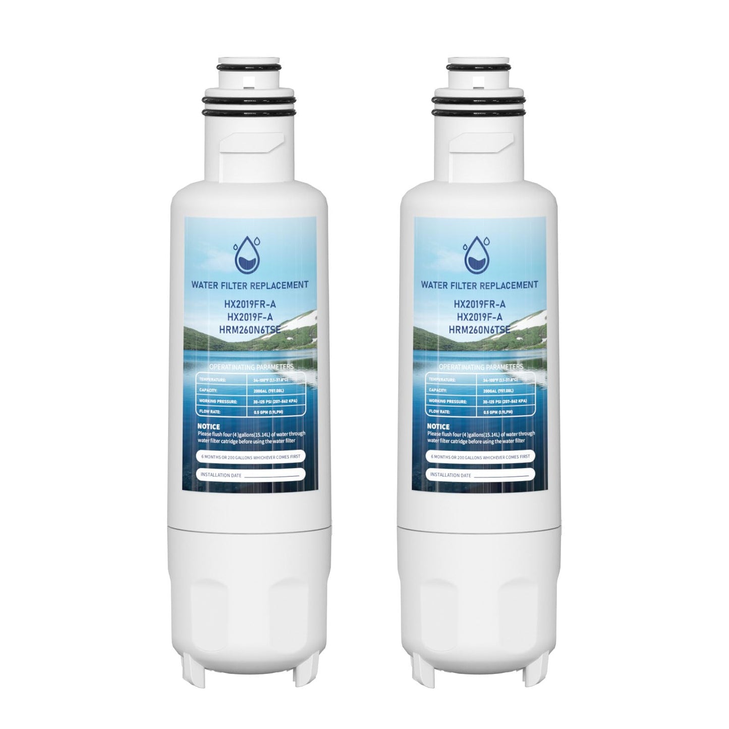 HX2019FR-A Water Filter Replacement, Compatible with Hisense HX2019FR-A, HX2019F-A, HRM260N6TSE, HRFD560SW, HRCD585BW, HRFD634BW, HRCD650BW, HRCD586TBWB and Mora MRM260N6TSE Pack of 2
