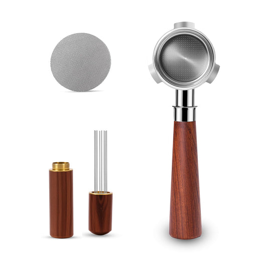 54mm Bottomless Portafilter with Puck Screen & WDT Tool – Compatible with Breville Barista Express/Pro/Touch, Bambino Plus, Infuser, Duo-Temp Pro, Filter Basket Included and Rosewood Handle