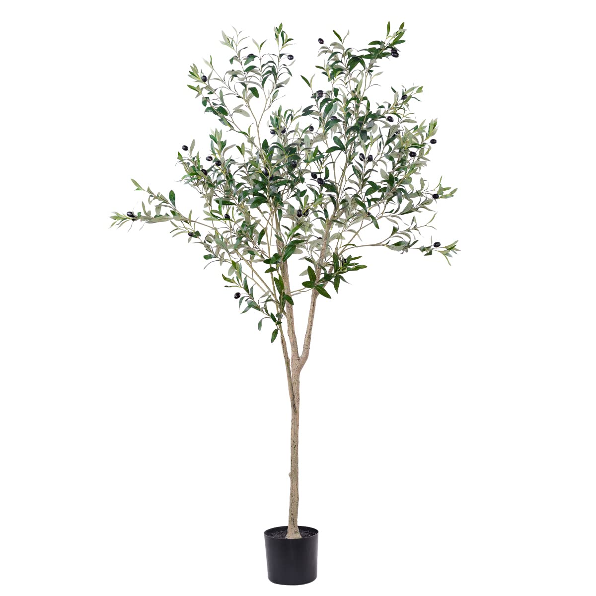 Artificial Olive Tree for Living Room Decor, 6FT Bendable Fake Plants Artificial Indoor, Faux Silk Plant Fake Trees in Potted with Oliver Branch Leaves and Fruits for Modern Home House Office Décor