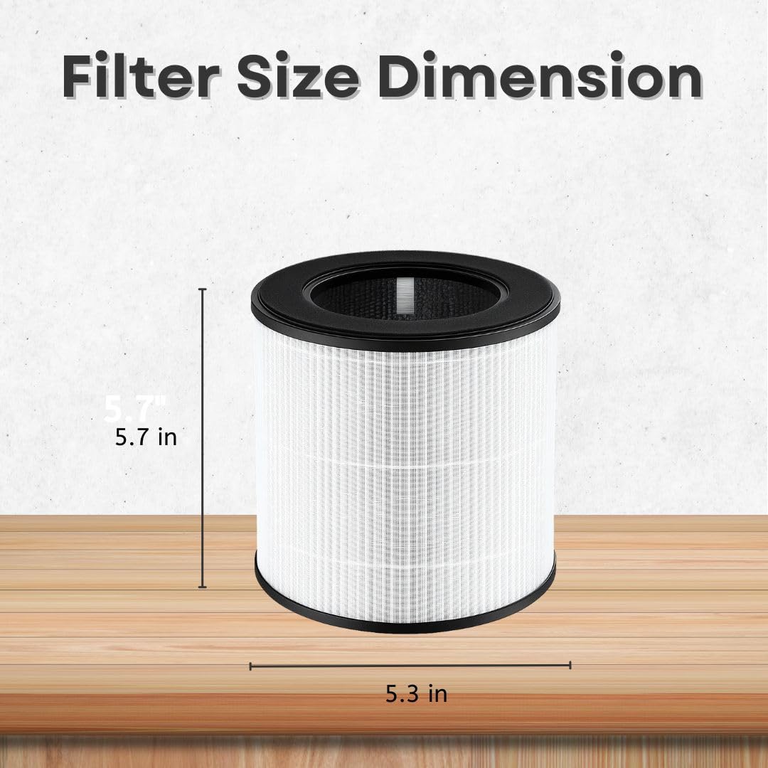 Nispira B-D02L/M05 VAVSEA B-D02H Replacement Filter, for MOOKA B-D02L & M05, VAVSEA B-D02H, VEWIOR B-D02U, KOIOS B-D02L Tailulu D10 Air Purifier, 3-in-1 HEPA with Activated Carbon, 4 Pack