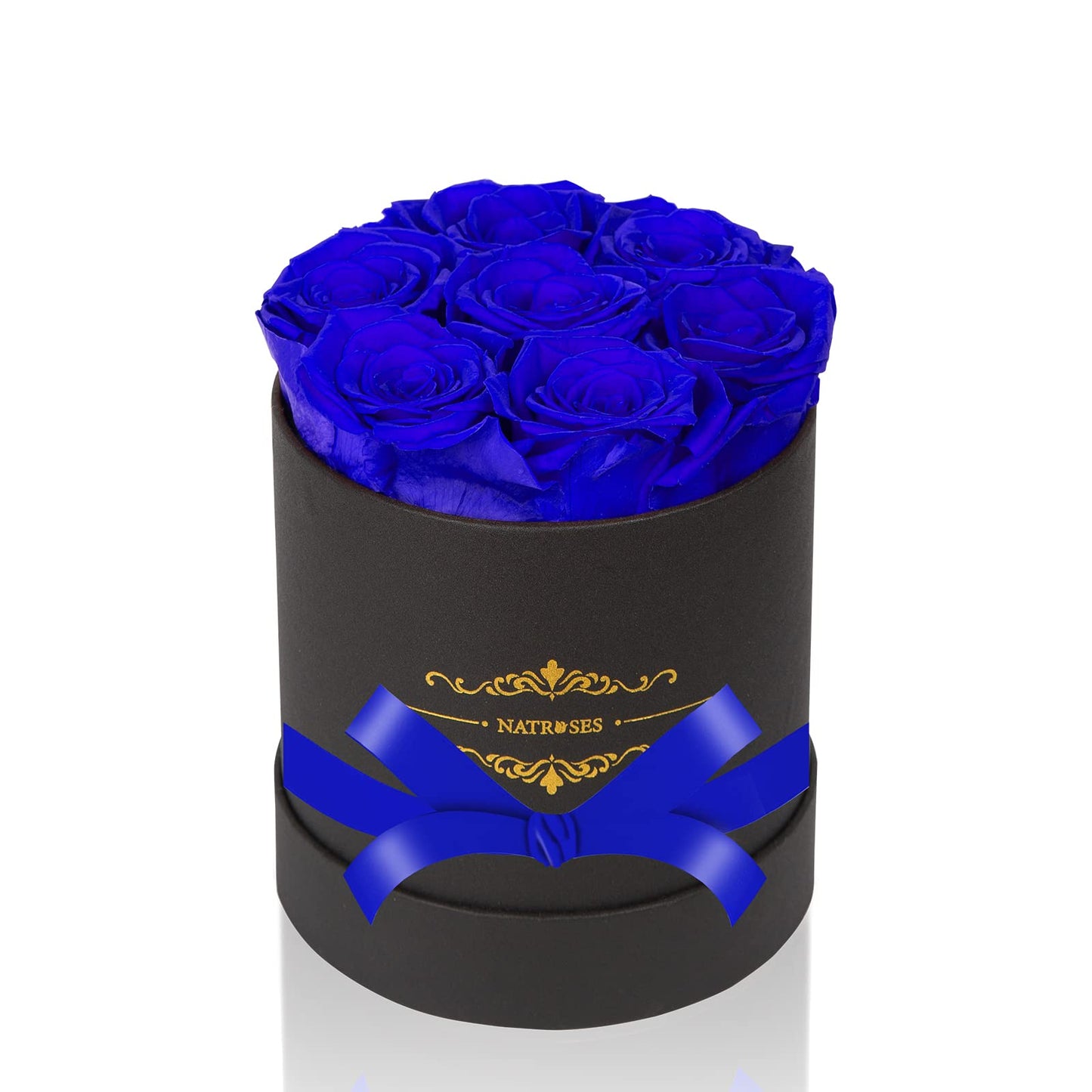 NATROSES 7 Piece Preserved Roses in a Box, Preserved Flowers for Birthday, Flower Gifts for Mothers Day (Royal Blue)