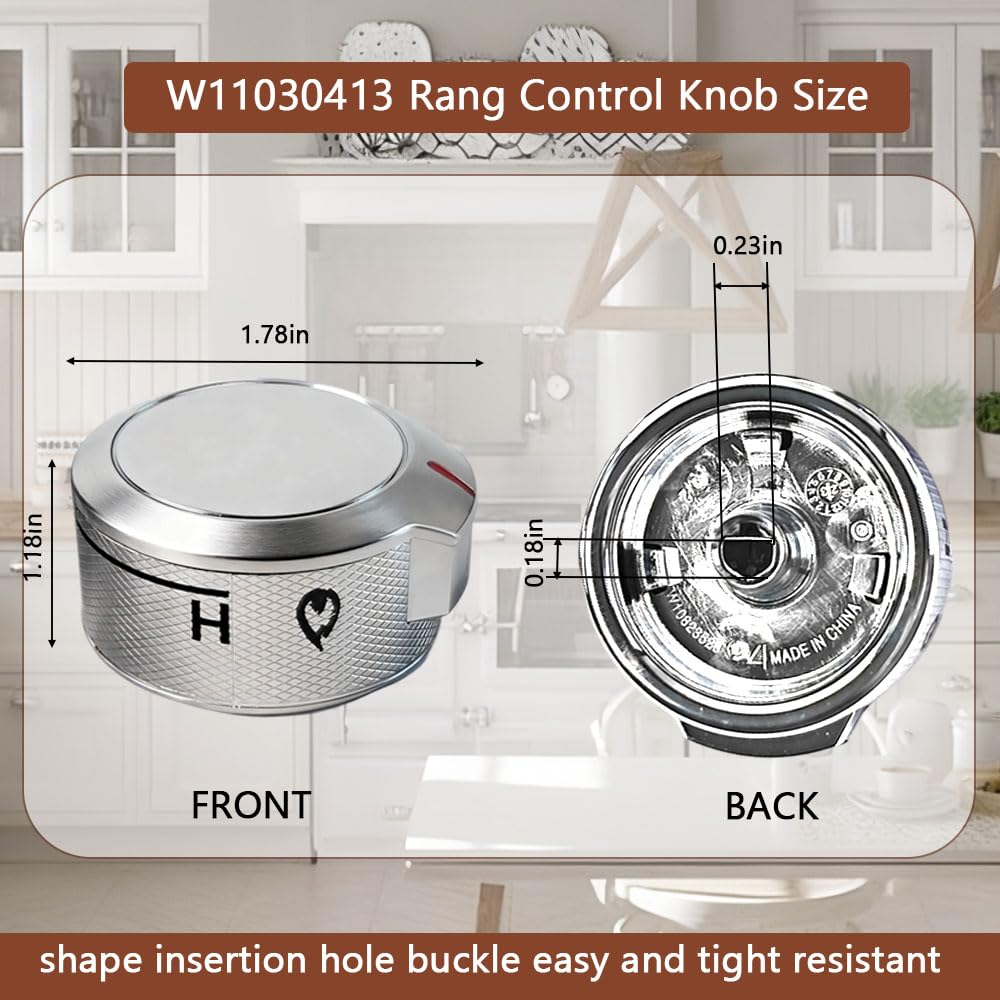 Fuziddn Stove Control Knob 5-Pack - Replacement for Whirlpool & KitchenAid Stoves, Fits Models W11030413 W10643306 W10786063 W11027434 4461624 AP6038805 PS11770322 EAP11770322