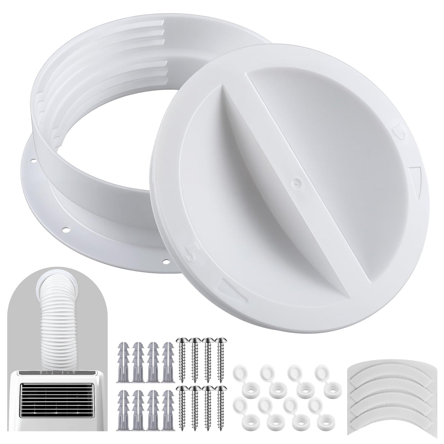 Innconee 1 Set White Dual Size Wall Mount Connector for Portable Ac Vent Ac Exhaust Hose Coupler for 6 and 6.5 Inches Hose Accessories Plug