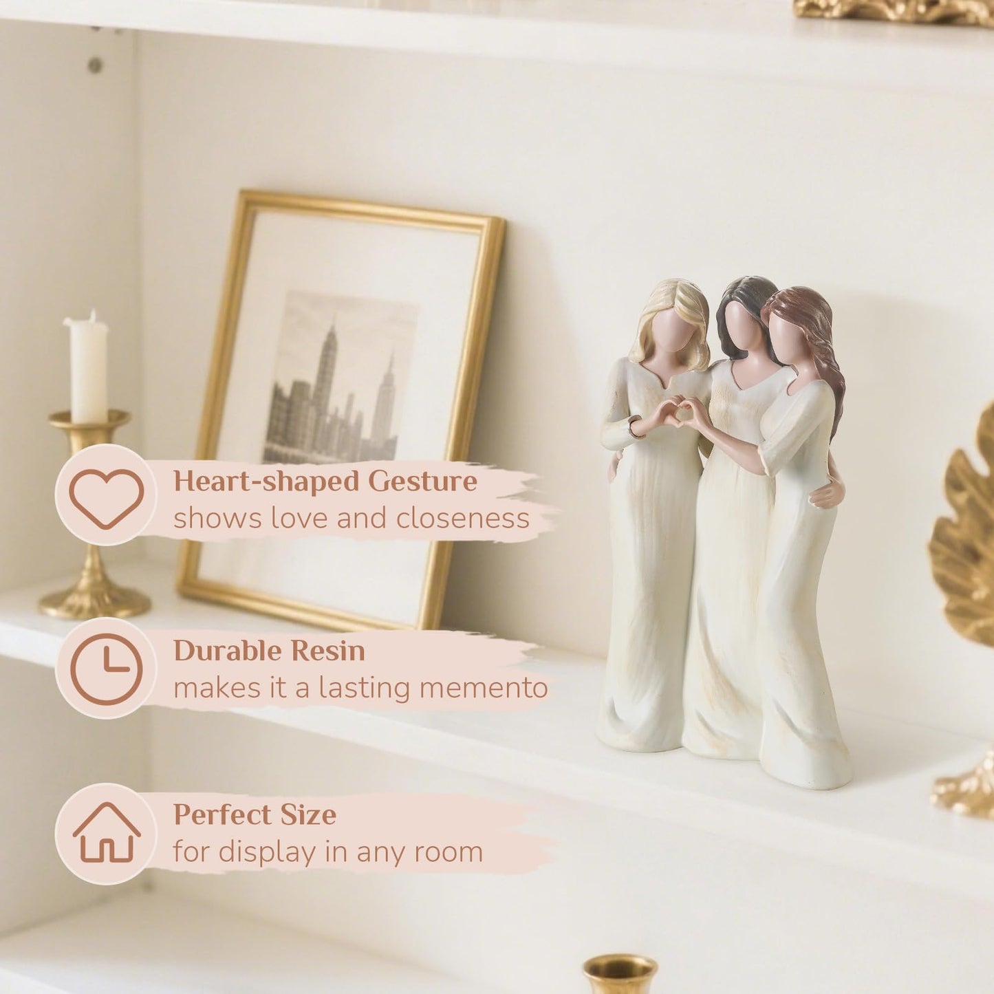 Storieme Friend Birthday Gifts for Women: Unique 3 Sisters Friendship Resin Figurines Statue - Trio Sisters Gift from Sisters - Special Christmas Friendship Day Present for Besties Female