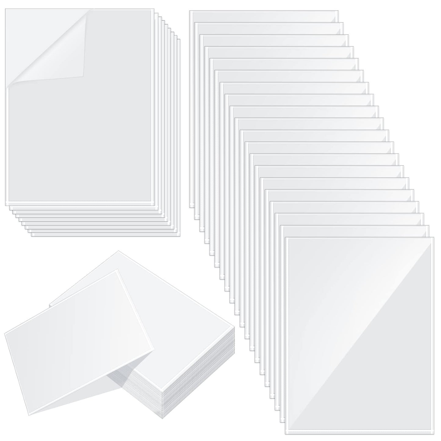 Gueevin 200 Pcs 8.5 x 11 Inch Self Adhesive Display Pockets Peel and Stick Clear Paper Sleeves Wall and Door Communication Clear Adhesive Sheet Protector Letter Size Plastic Sheet Protectors