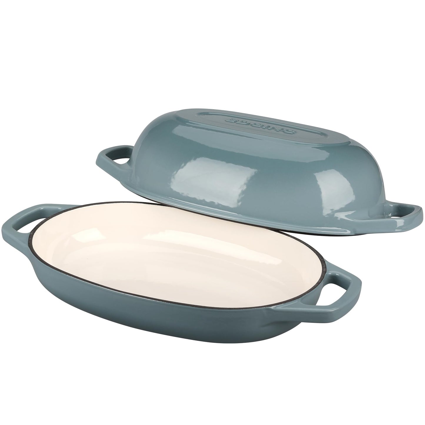 EDGING CASTING Enameled Cast Iron Oval Dutch Oven Pot with Lid, Dutch Oven for Sourdough Bread Baking, Bread Oven, Bread Dutch Oven, Oval Bread Pan, 5qt, Seasalt