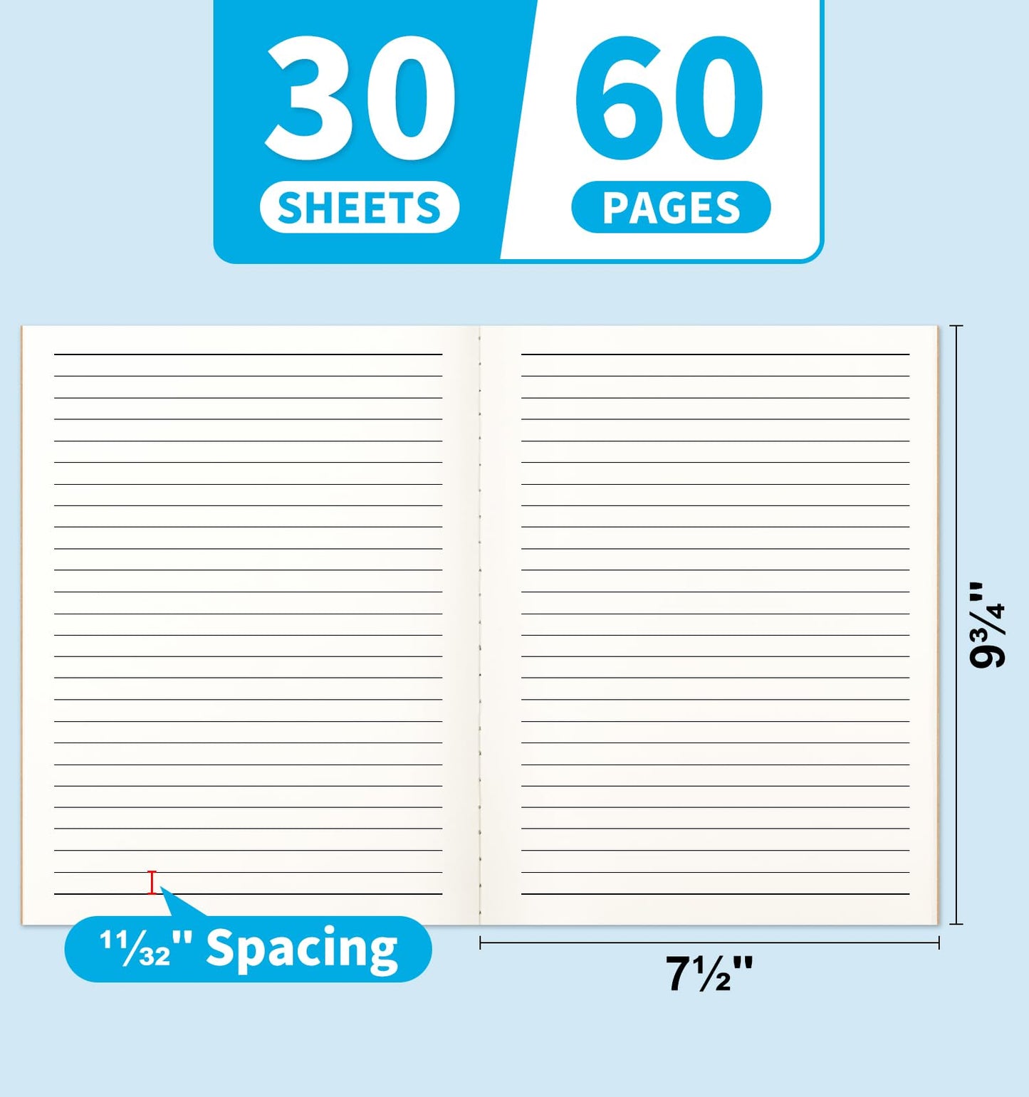 48 Pack Lined Notebook Journals Bulk, 7-1/2" x 9-3/4", Wide Ruled Paper, 30 Sheets/60 Pages, Kraft Cover with Rainbow Spines, 12 Colors Lined Composition Notebook Journal for Work Study Note Taking