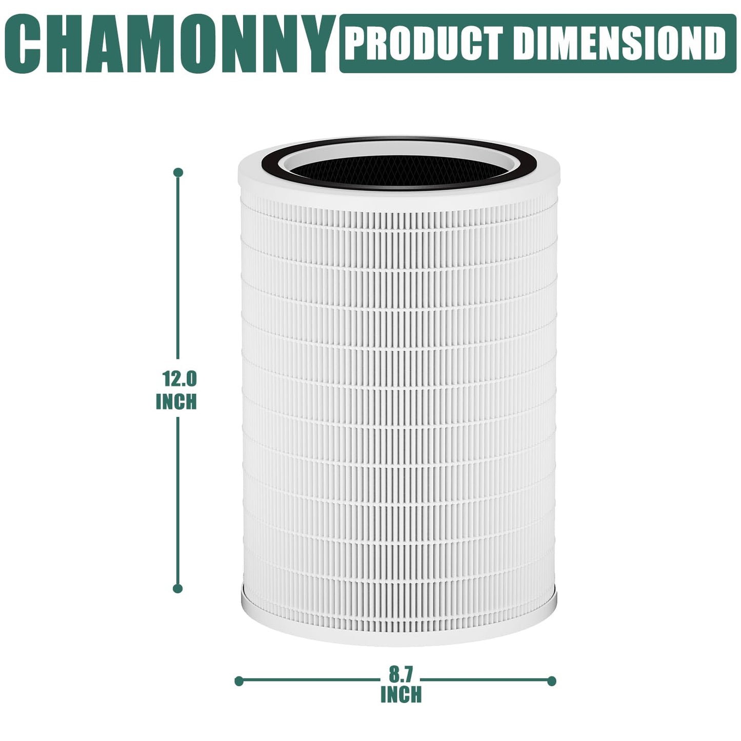 CHAMONNY 12010 Filter Replacement, Compatible with Clorox Large Room Air Purifier 11010 & 11011, 1,500 Sq. Ft. Capacity (12010 Filter)