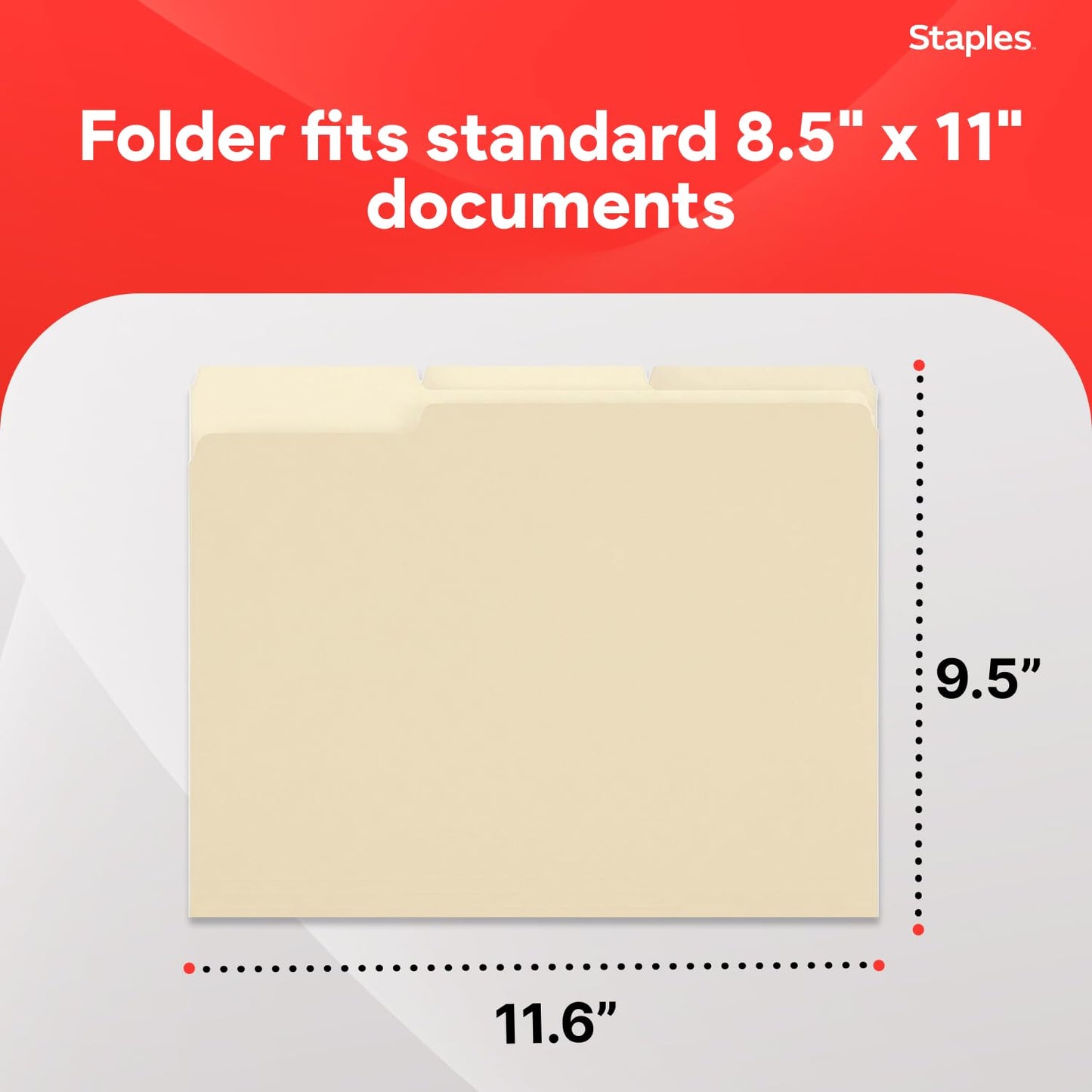 Staples Reinforced Tab Fastener Folder, Letter Size, Manila Pressboard, Durable Construction, 50/Pack