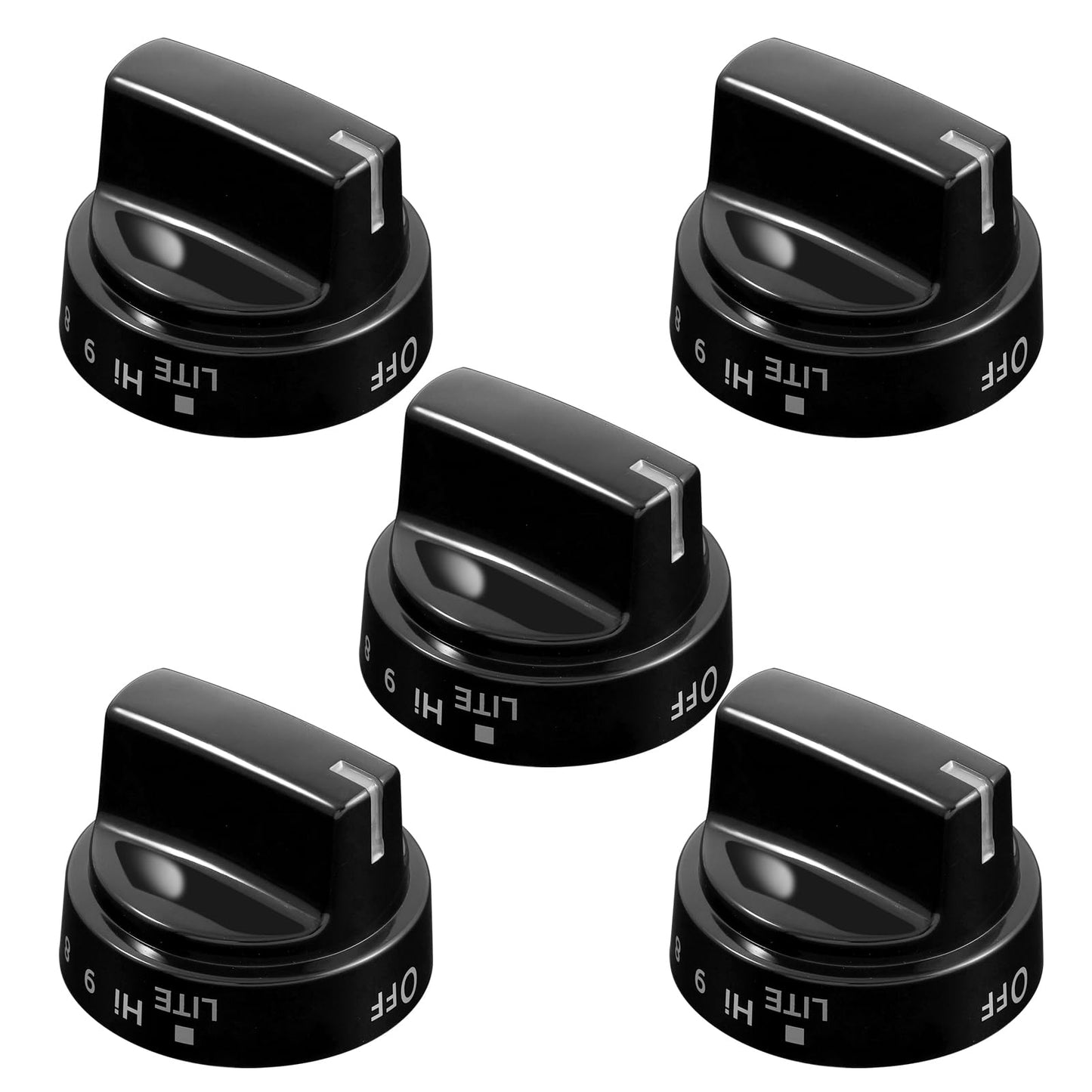 atgestore WB03X24759 Stove Knobs Replacement for GE Stove Parts KIP 5G92 222D5793 Cooktop Knobs GE Range Oven Parts Black Plastic Surface Burner Control Knob Range Burner Knobs 5 Pcs