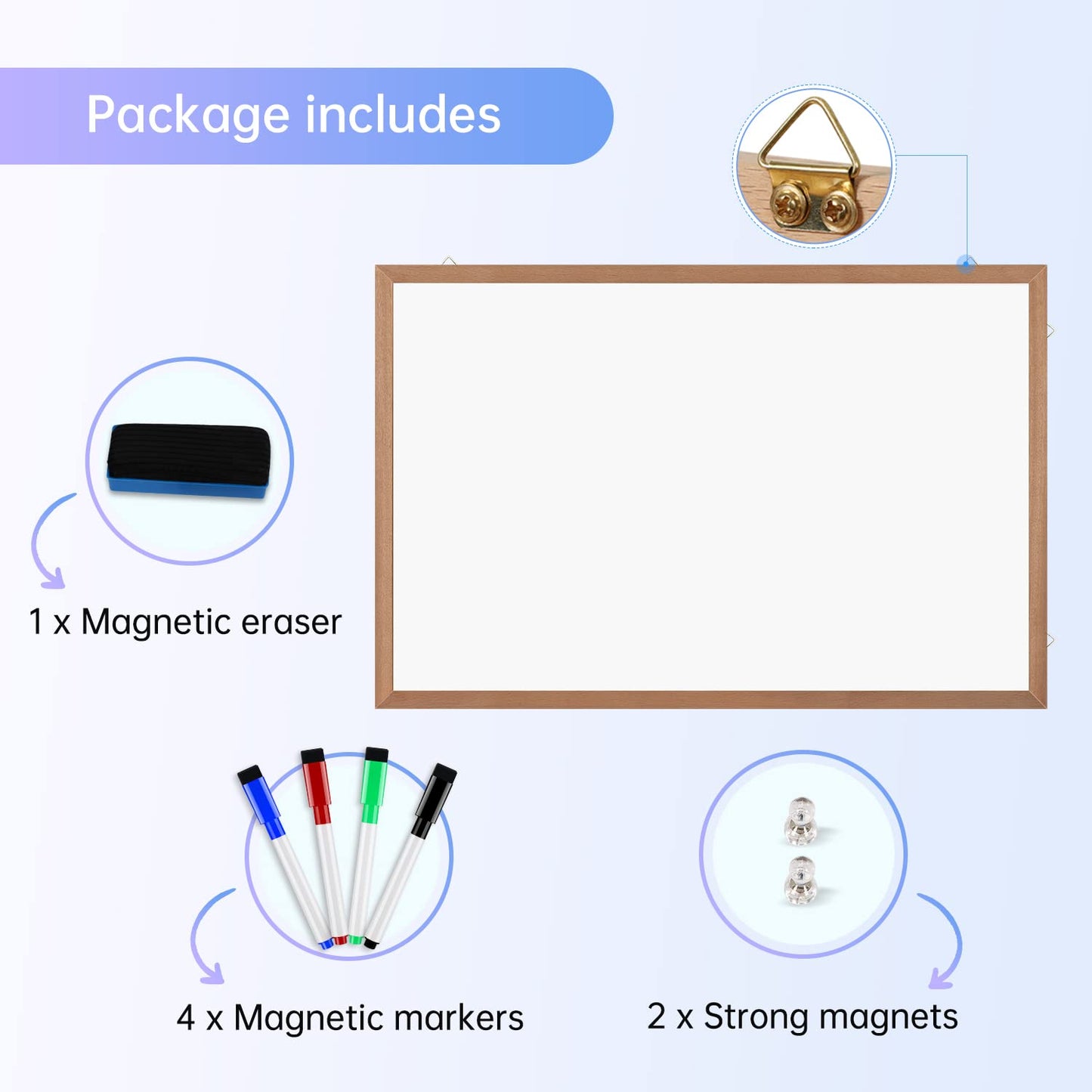 Magnetic Whiteboard for Wall, 24" X 18", Dry Erase White Board with Natural Wood Frame for Home, Office, School……