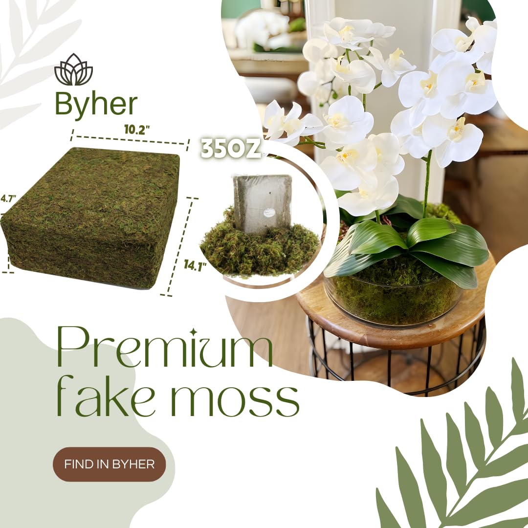 BYHER 2.2LB Large Capacity Fake Moss for Plants Indoor, 35 OZ Fresh Green Moss for Potted Plants Craft Moss for Home & Office Decor Fairy Garden Decoration (Fresh Green - 992gr)
