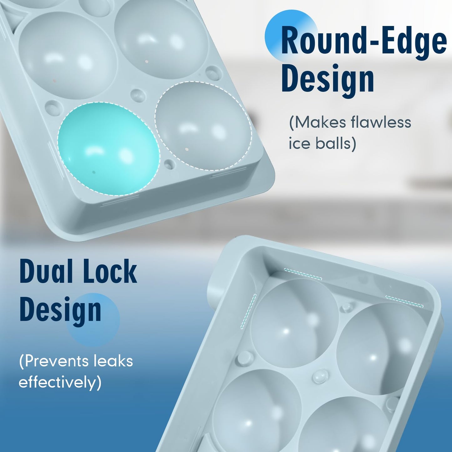 Large Ice Ball Maker Mold, 2.5" Round Ice Cube Mold for Whiskey Bourbon Cocktail, 8 Balls, Sphere Ice Mold, Big Ice Cube Tray with Container and Tongs, Easy to Fill & Release