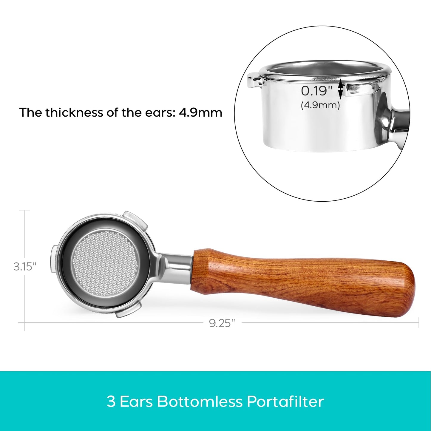 Casabrews 58mm Bottomless Portafilter with 3 Ears, Professional Espresso Portafilter with Filter Basket and Puck Screen, Compatible with CASABREWS Ultra, 5700 Series, 4700Gense and Neutron Pro