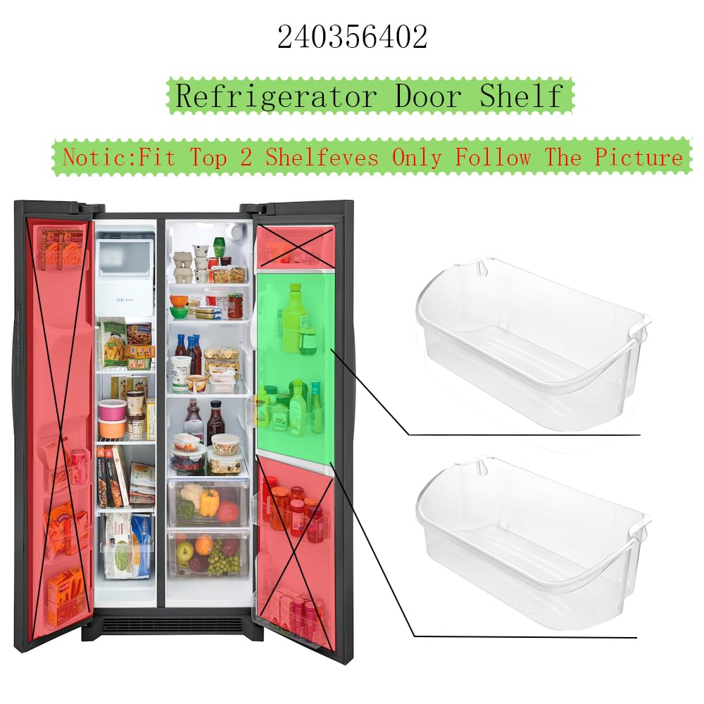 Refrigerator Top Door Shelf FFSS2615TP0/1/2/3/4, FFSS2615TS0/1/2/3/5, FFSS2625TS0/1/2/3/5, LGHX2636TF0/4/5, FFSS2615TE0/1/2/3/4, LFSS2612TF0/1/2/3/4 for Frigidaire - Door Bin Replacement.(2-PACK)