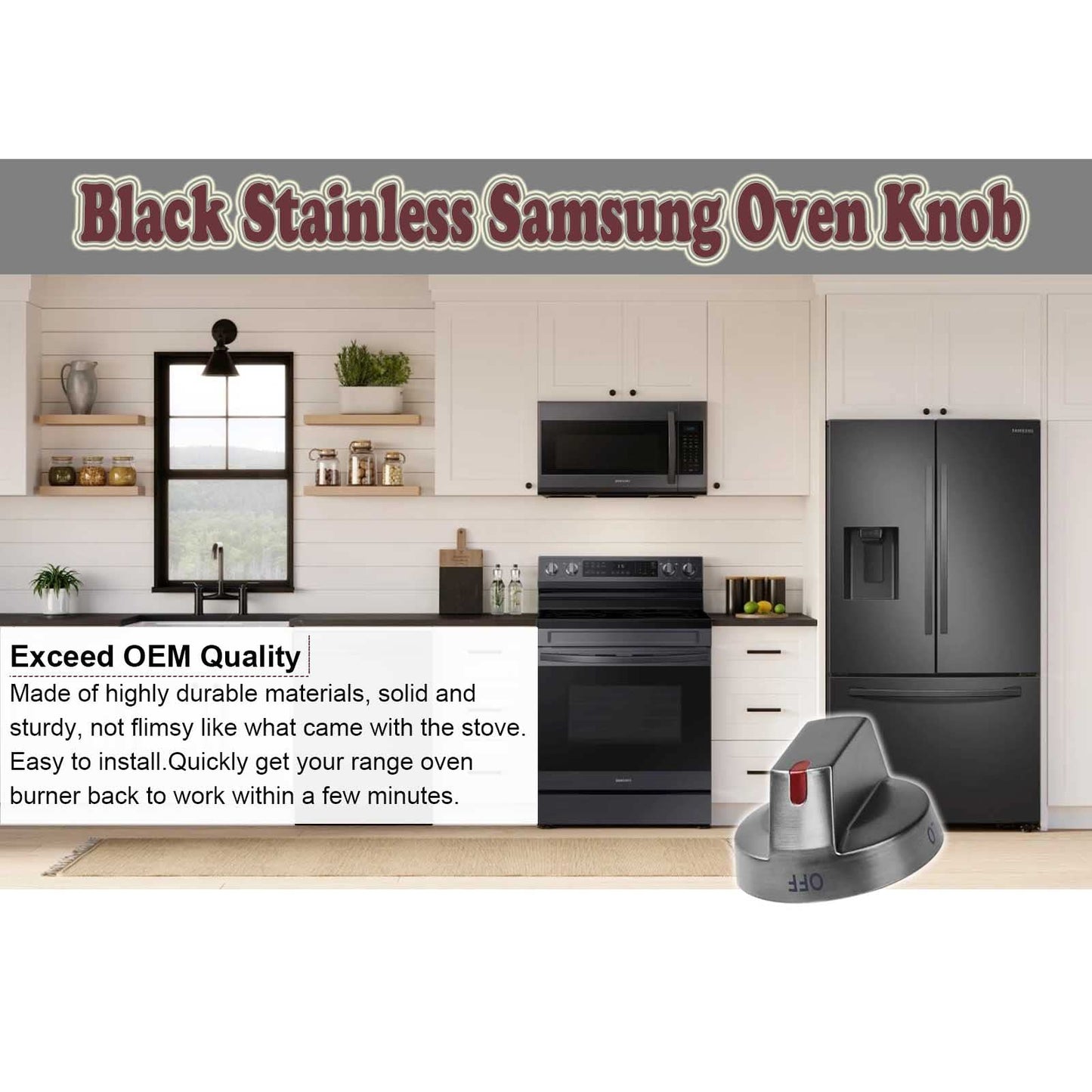 𝙐𝙥𝙜𝙧𝙖𝙙𝙚𝙙 𝗦𝗮𝗺𝘀𝘂𝗻𝗴 𝗦𝘁𝗼𝘃𝗲 𝗞𝗻𝗼𝗯 Replacement | Gas Range Oven Burner Stove Knob for Samsung NX58M6850SG, NX58J7750SG, NX58J5600SG, NX58K7850SG NX58K7850SG - 5 Pack