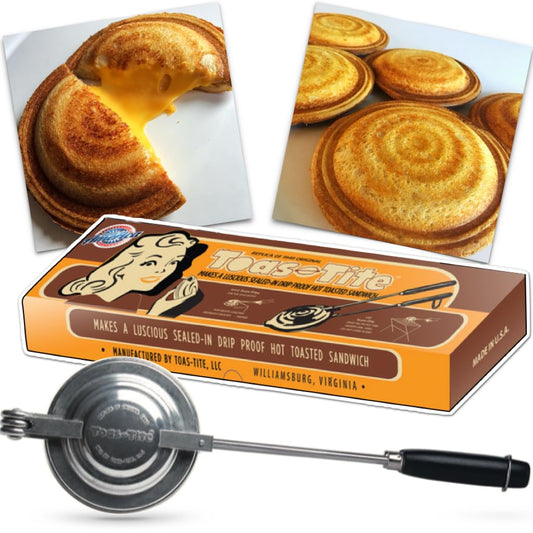 Toas-Tite Handheld Sandwich Maker, Classic Sandwich Grill & Panini Press, Cast Aluminum Pie Iron, Retro 1945 Stovetop & Campfire Toaster for Hot Sandwiches, Pies, Paninis, RV & Camping