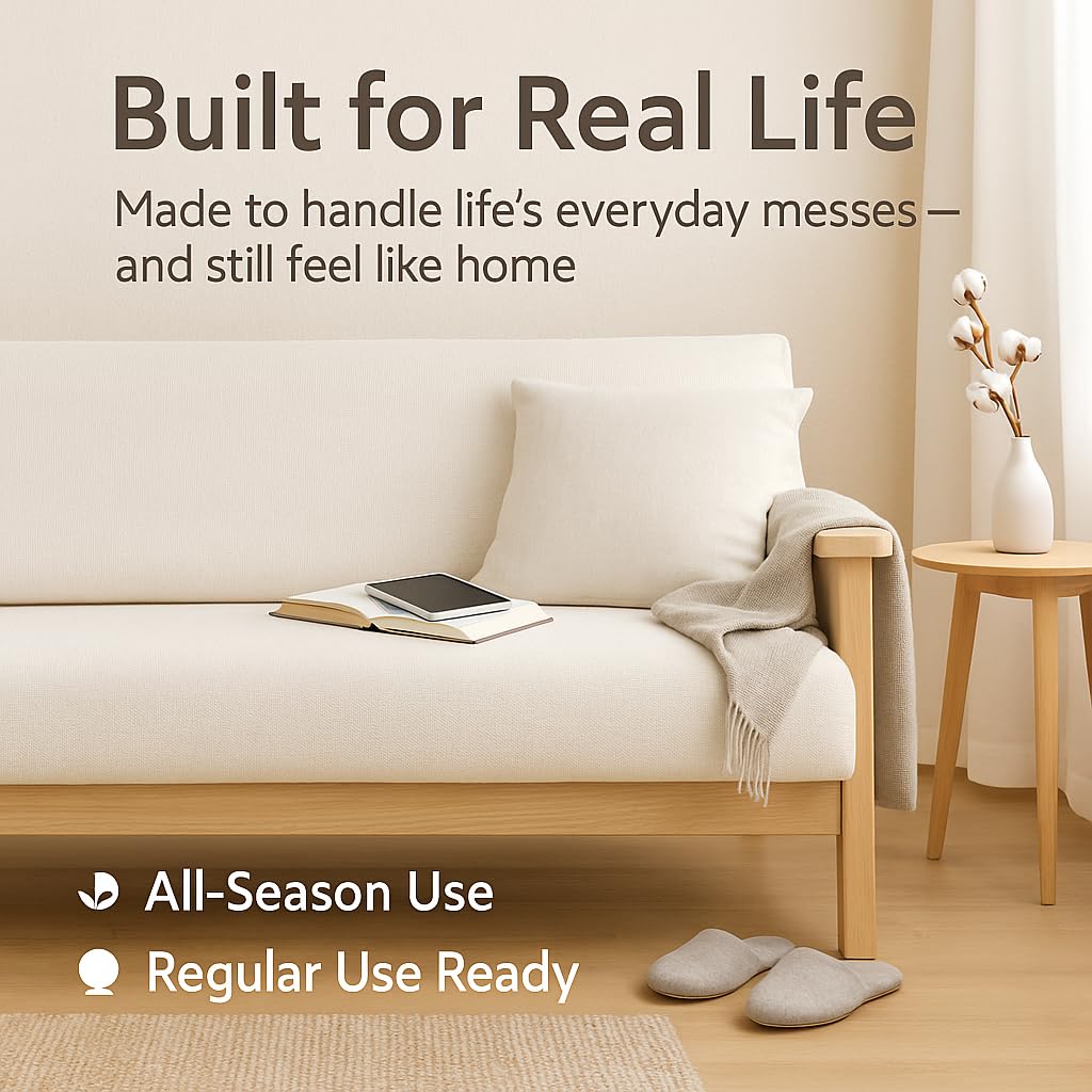 National Allergy 100% Cotton Zippered Futon Cover Full Size - Natural White - Machine Washable Futon Mattress Cover with Zipper, Durable Armless Sofa Bed Covering (54x75)