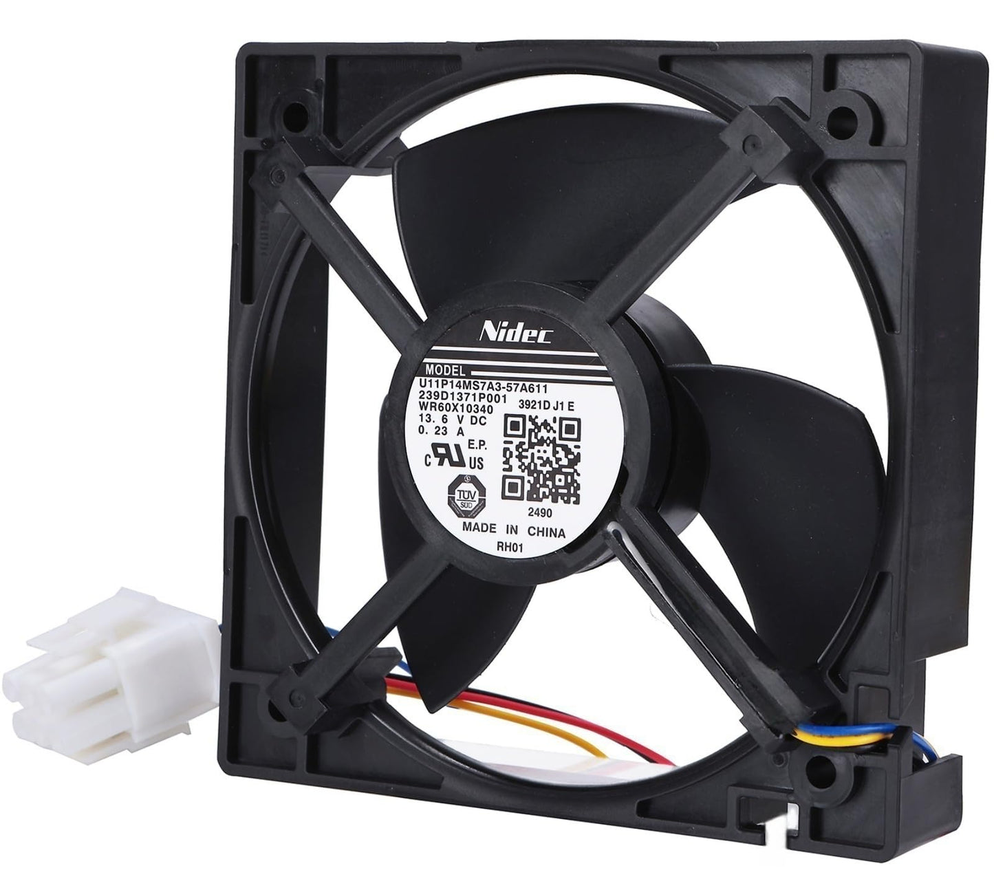 WR60X10340 Refrigerator Freezer Evaporator Fan Motor Fit for GE Refrigerator U11P14MS7A3-57A611 239D1371P001 Replaces AP6891698 PS12727431 EAP12727431 4931166 DC13.6V 0.23A Size: 4.4 x 4.4 Inch