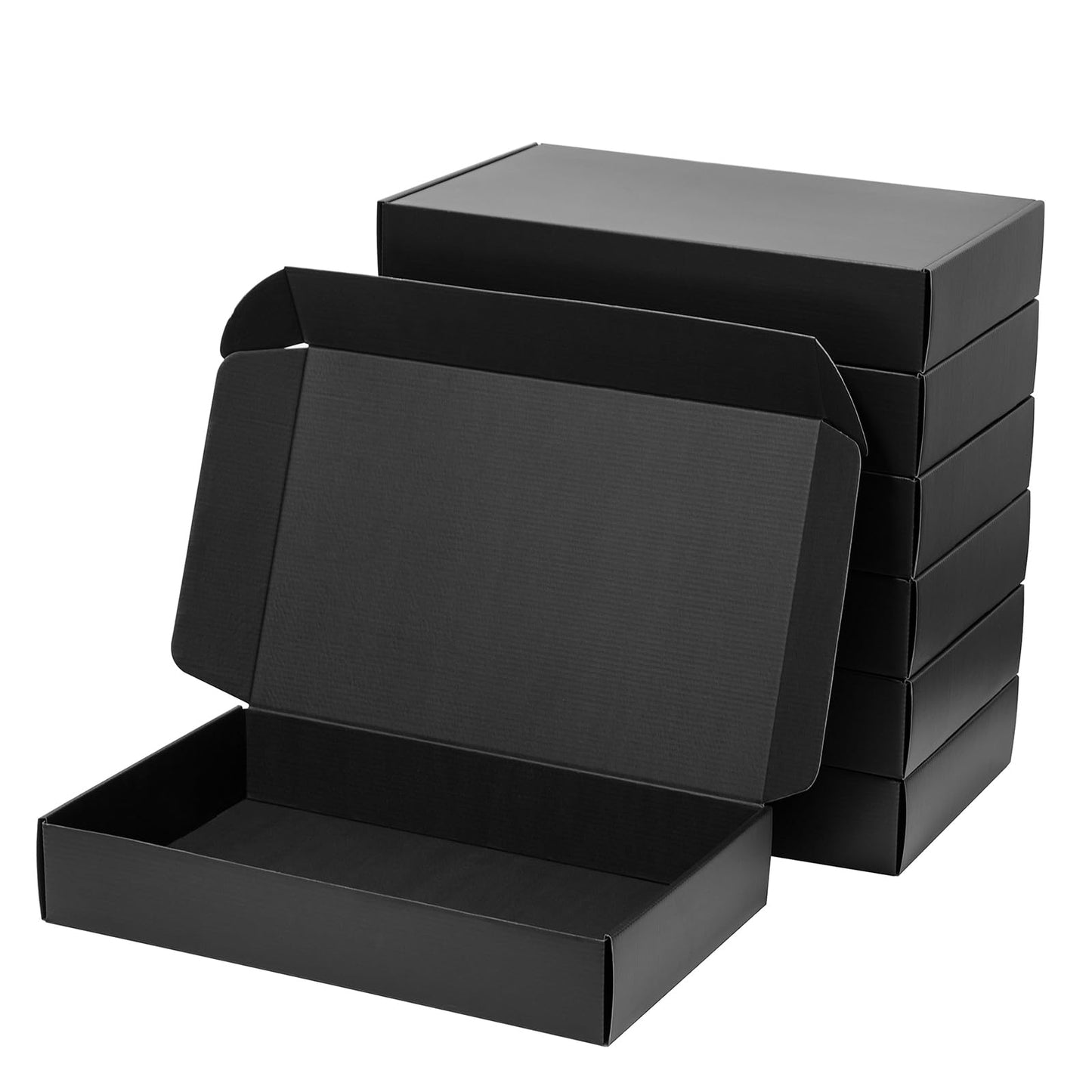 Timirog Shipping Boxes 17x11x3 Inches 18 Pack Black Corrugated Cardboard Mailing Box for Small Business, Tab Locking Literature Mailer Packaging Supplies for Packing Clothes Shirt Robe Gifts