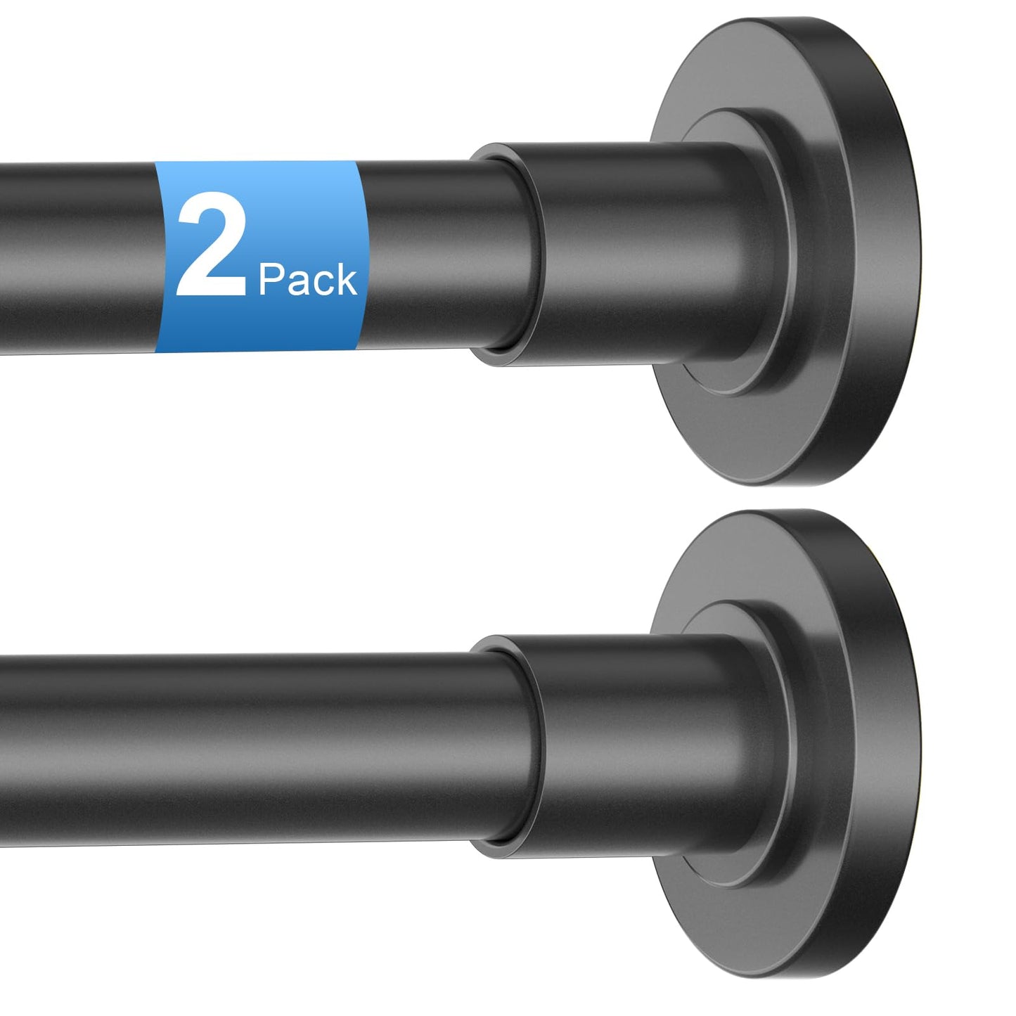 CorkLatta 2 Pack Black Shower Curtain Rod 31 to 80 Inch,1 Inch Diameter Adjustable Spring Tension Stainless Steel Telescopic Rod,Easy Install,No Rust