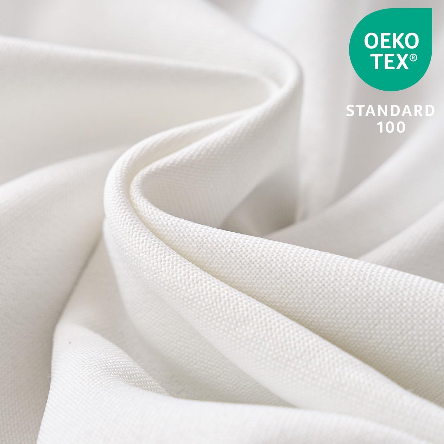 100% Blackout Curtains for Bedroom Decor White Linen Textured Curtains with Liner Insulated Thermal Curtains for Living Room 84 Inch Long 2 Panels Noise Reducing Blackout Drapes Back Tab Window Drapes