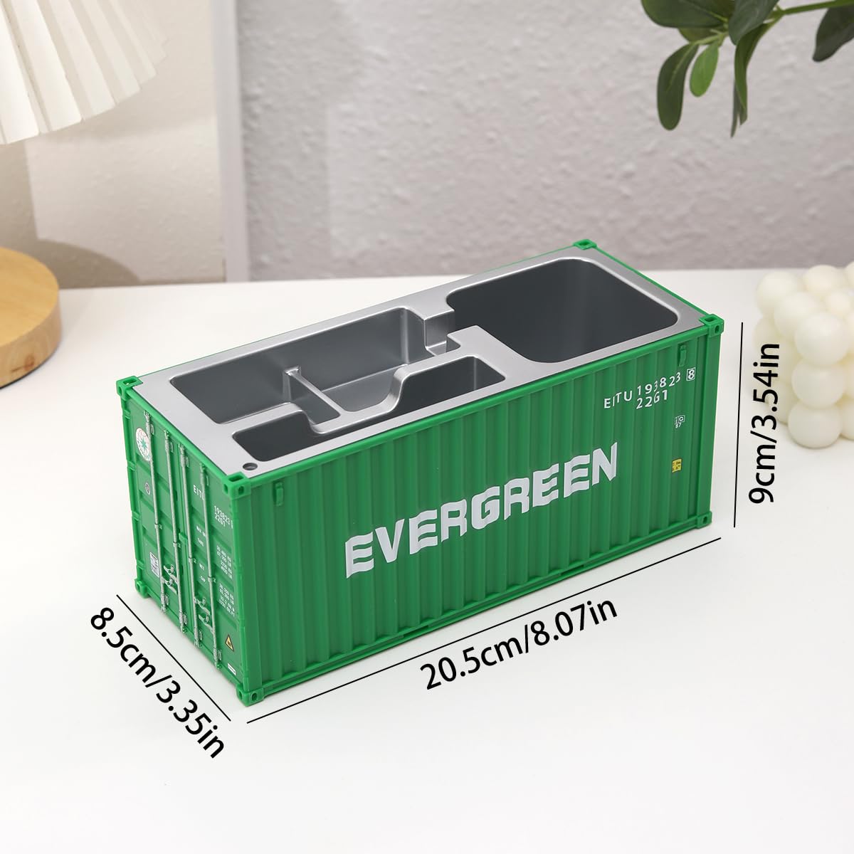Desk Organizer Office Supplies Multi-function Shipping Container Storage Box Pen/Pencil,Business Name Cards Remote Control Holder Gray, Pen and Pencil Shipping Container Style Holders (Prasinous)