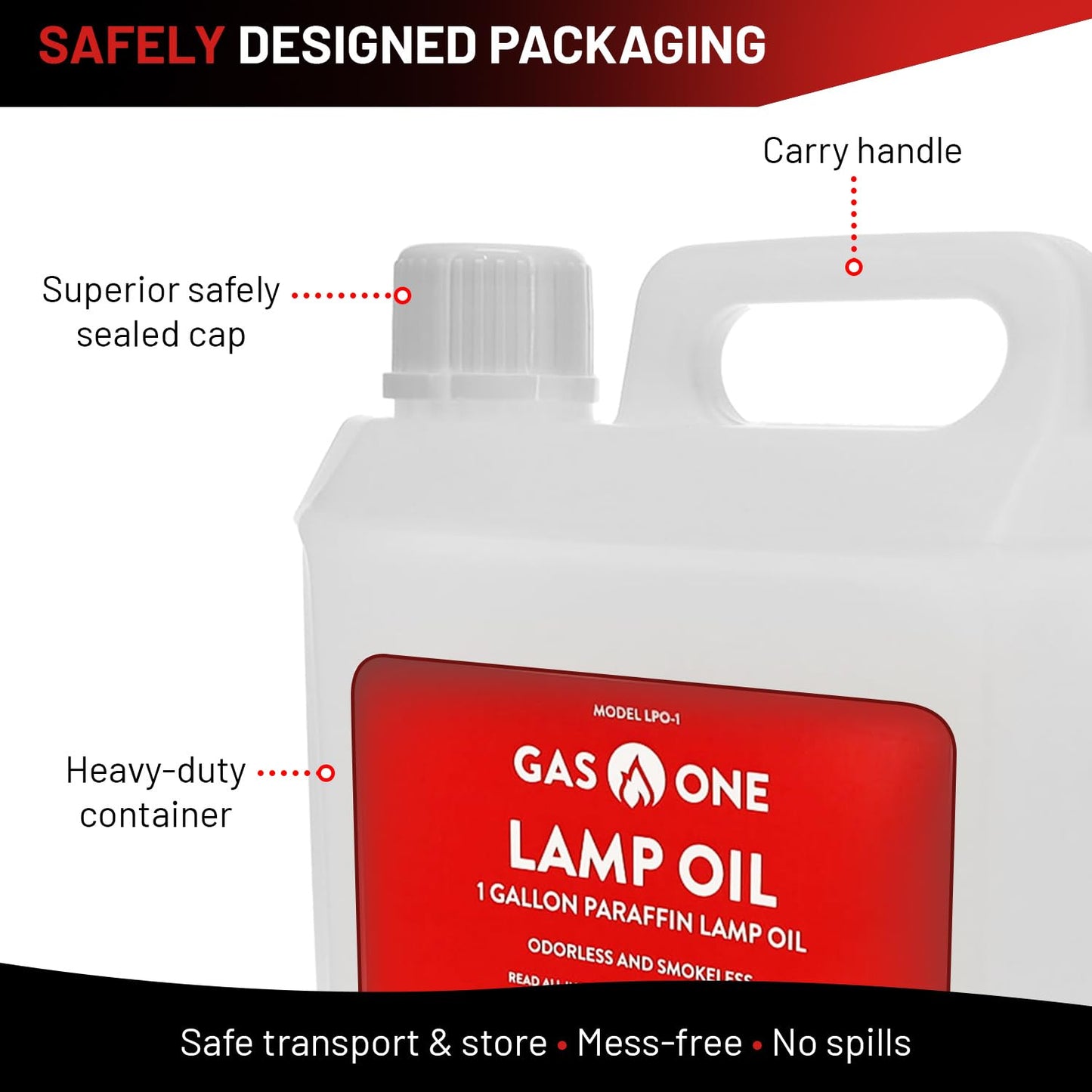 GasOne Liquid Paraffin Lamp Oil – 1 Gallon (128oz) Clear – Odorless, Smokeless Indoor Outdoor Fuel for Lanterns, Lamps, and Torches – Safe Packaging