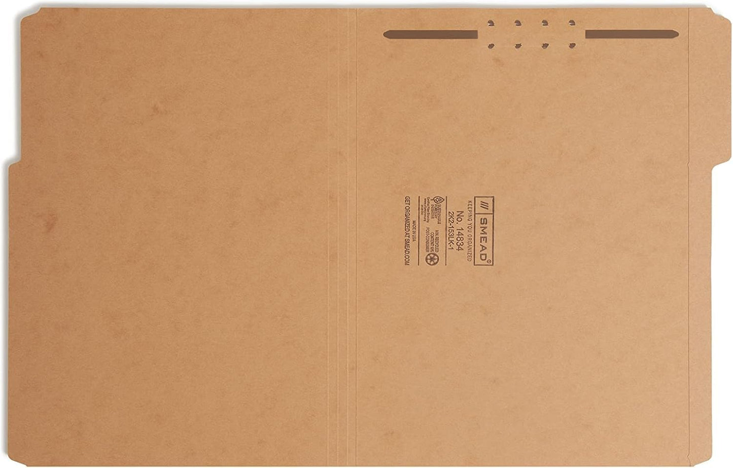 Smead Fastener File Folders, Reinforced 1/3-Cut Tabs, 1 Fastener, Letter Size, Kraft, 50 per Box (14834)