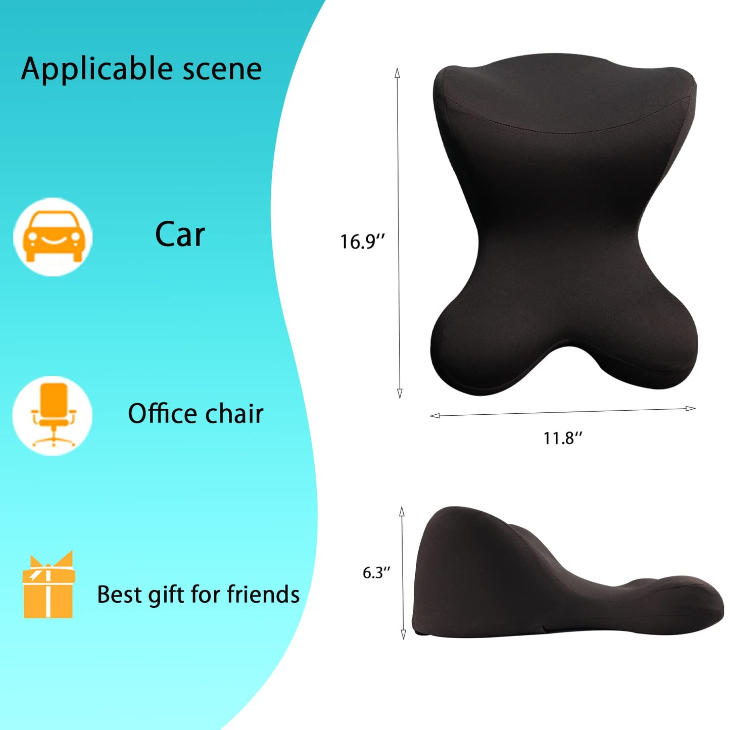 Newsty Car Neck Pillow for Driving Seat Car headrest Pillow/Gaming Chair Pillow with Adjustable Strap Removable Cover Ergonomic Design Neck Support Pillow for auto, Office Chair, Gaming Chair(Black)