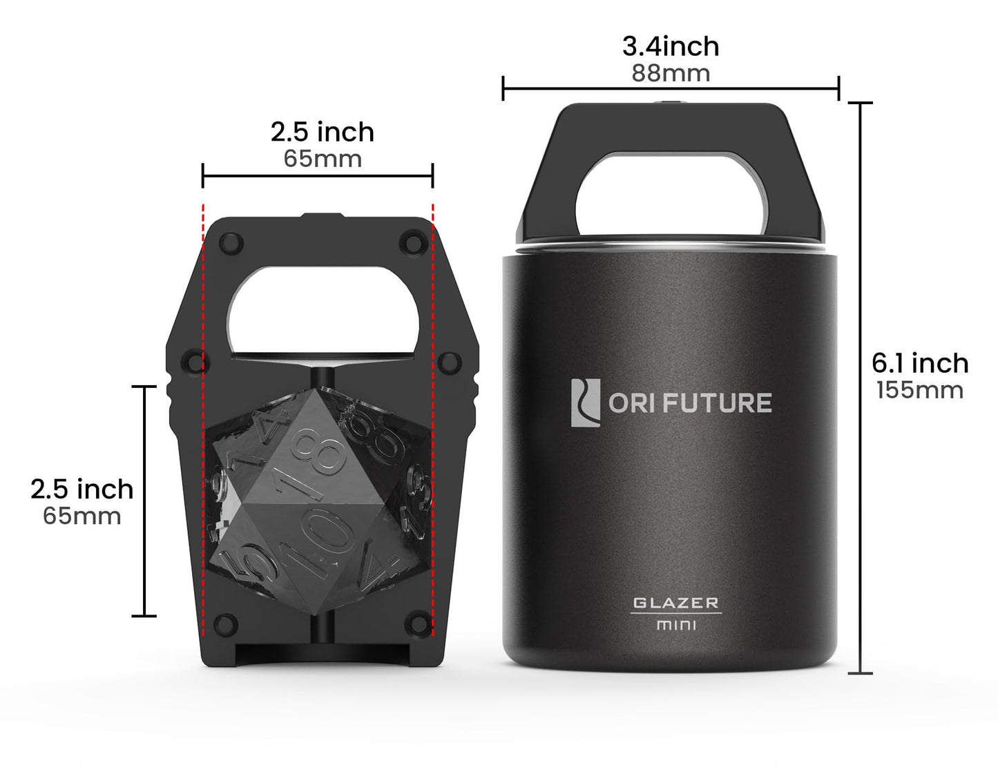 ORI Future GLAZER mini, Clear D20 Ice Cube Mold, DND Gamer Gifts