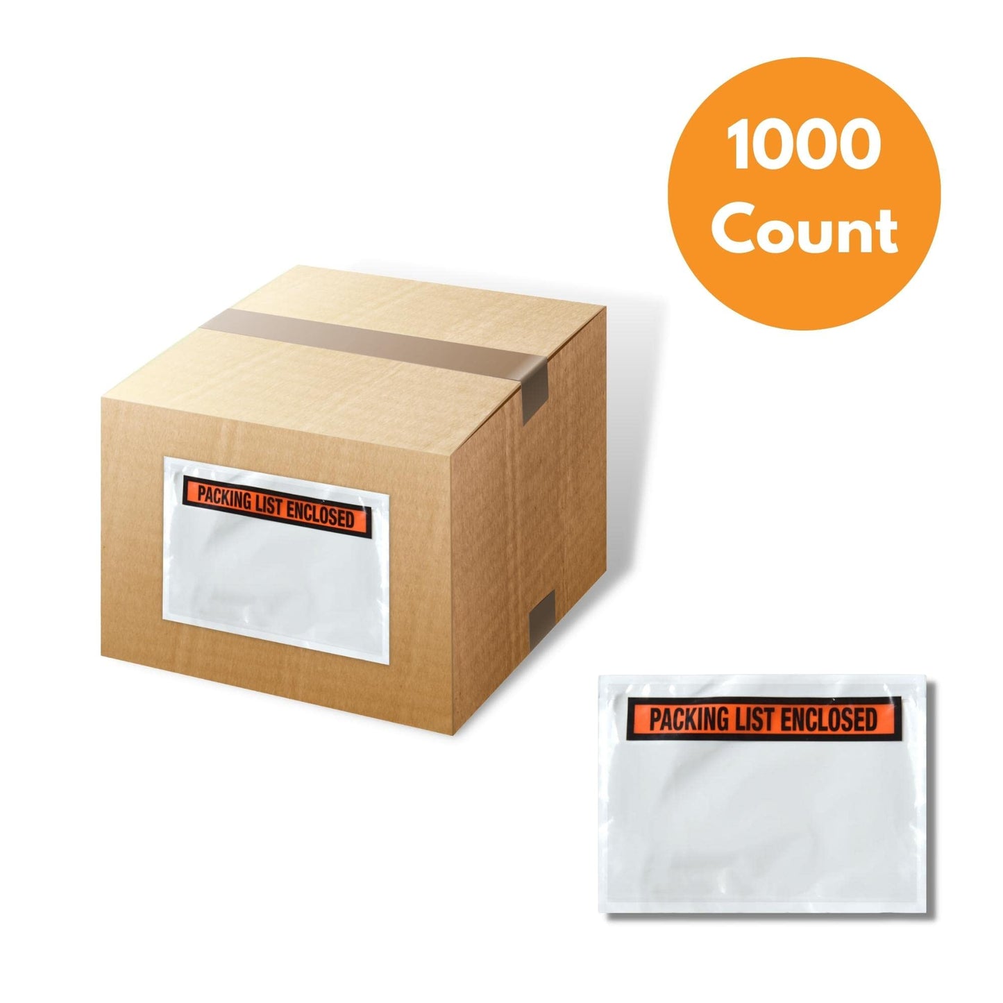 PSBM 1000 PCS, 4.5 x 6 Inch, Panel Face Back Side Load Packing List Envelopes, Orange/Black Printed for Invoices & Slips