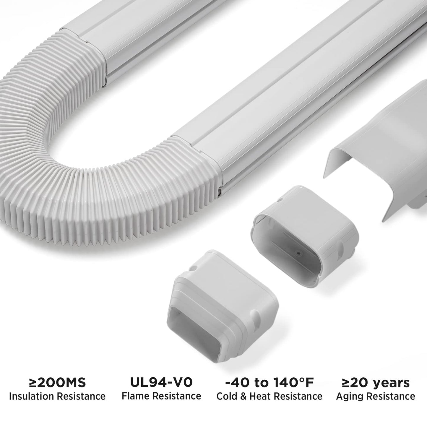 TURBRO 4’’ W × 7.5’ L Decorative PVC Line Cover Kit for Mini Split and Central Air Conditioners, AC Heat Pumps Systems