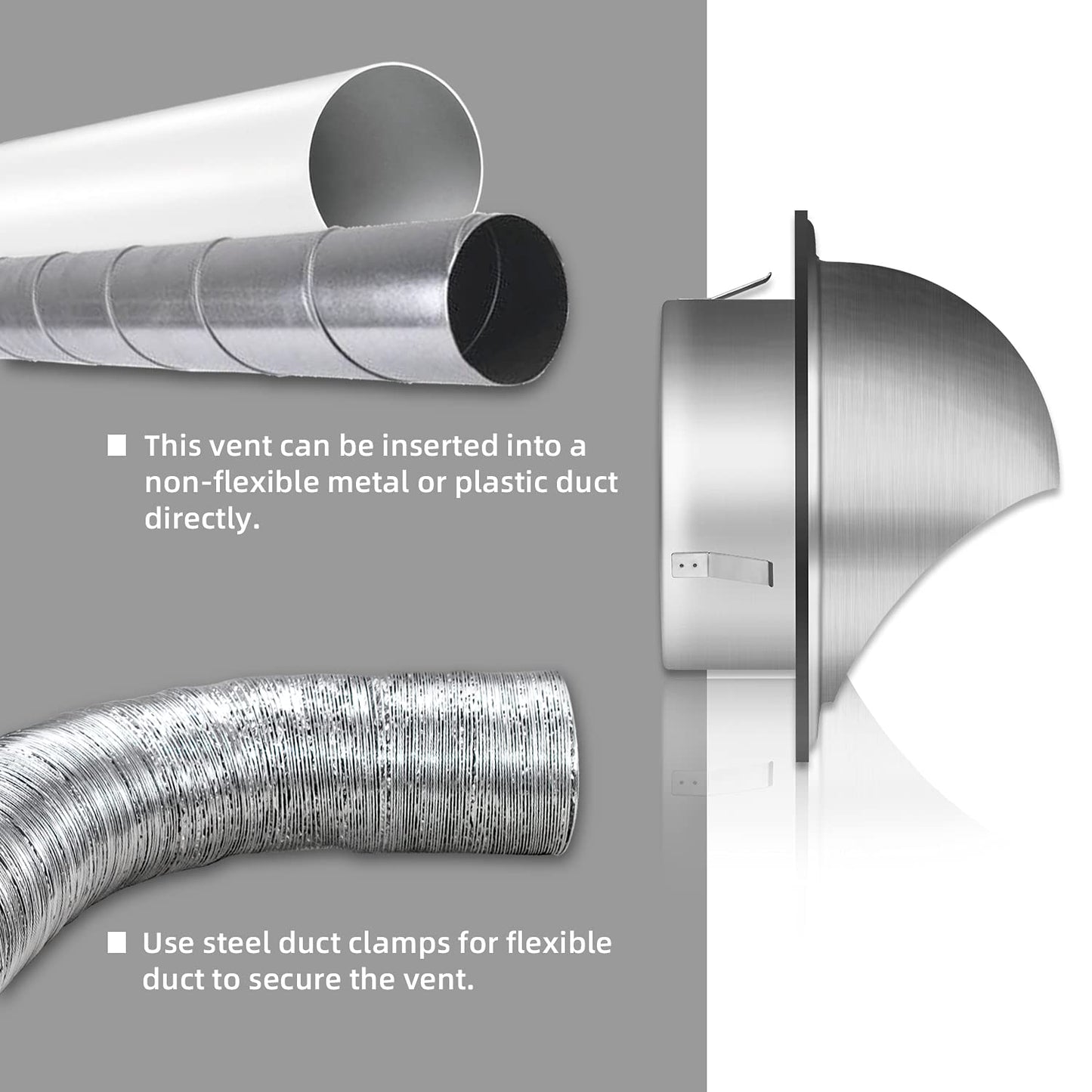 FRESH SPEED 7-Inch Round Stainless Steel Dryer Vent Exhaust Vent Covers for Home-Diameter 180mm